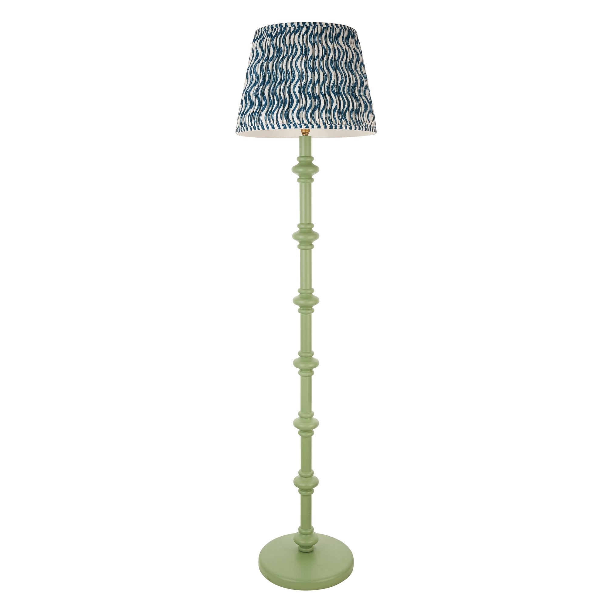 Endon Carnaby Satin Cotswold Green Floor Lamp & Ripple 40cm Marlin Blue Shade