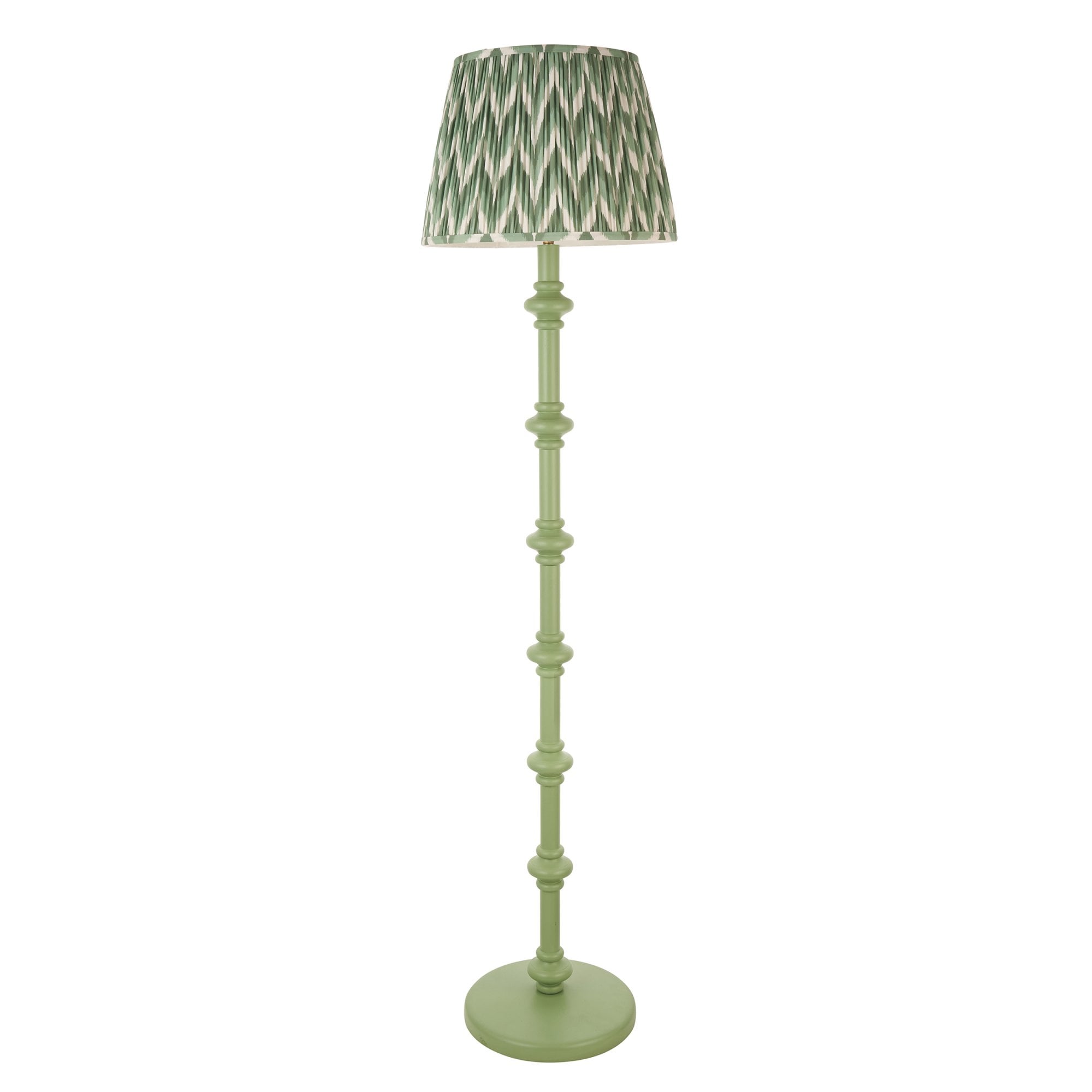 Endon Carnaby Satin Cotswold Green Floor Lamp & Zigzag 40cm Cotswold Green Shade