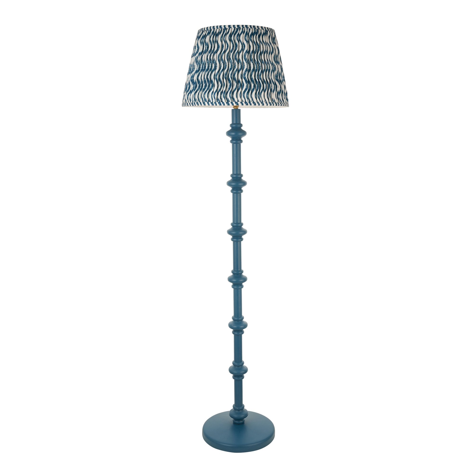 Endon Carnaby Satin Marlin Blue Floor Lamp & Ripple 40cm Marlin Blue Shade