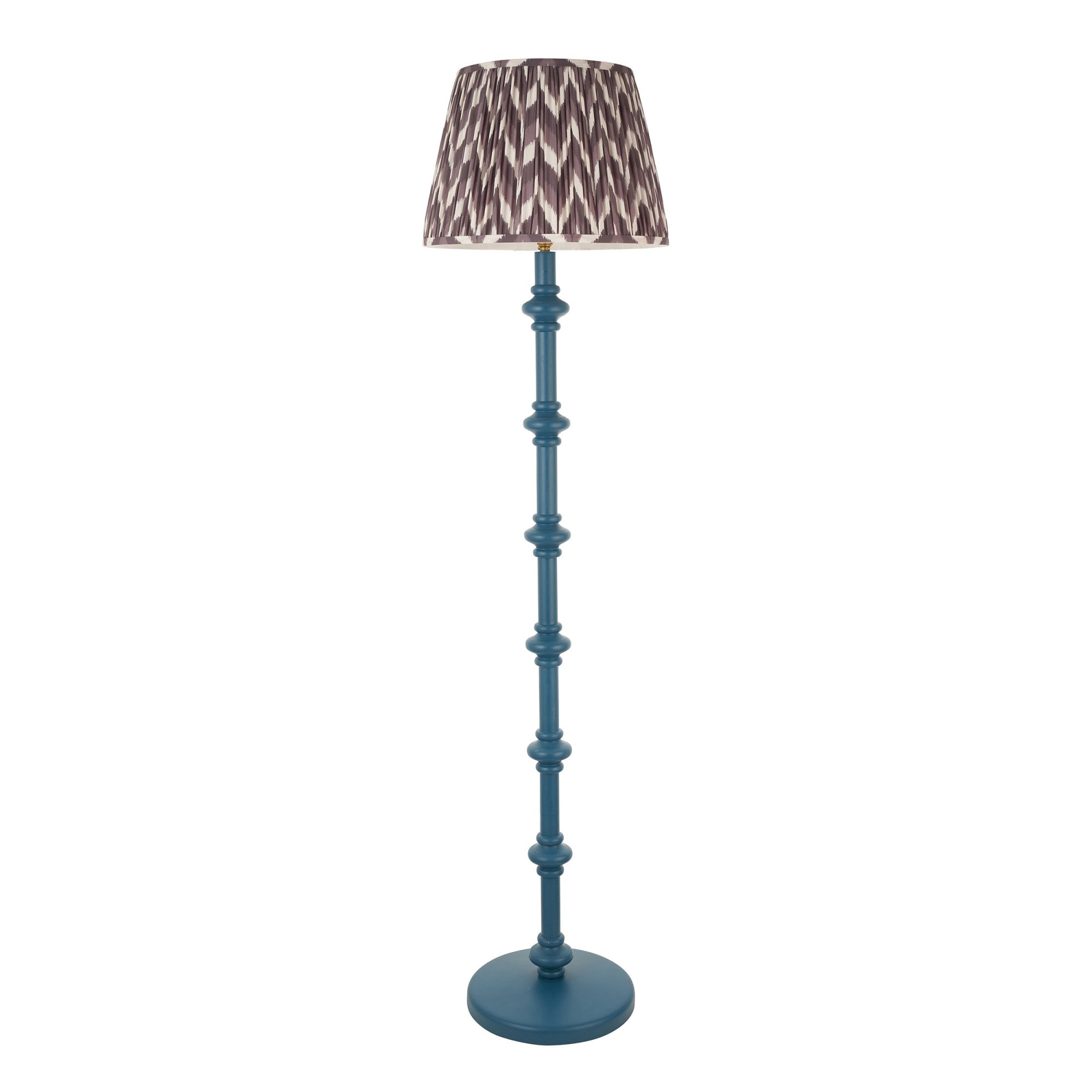 Endon Carnaby Satin Marlin Blue Floor Lamp & Zigzag 40cm Pearl Grey Shade