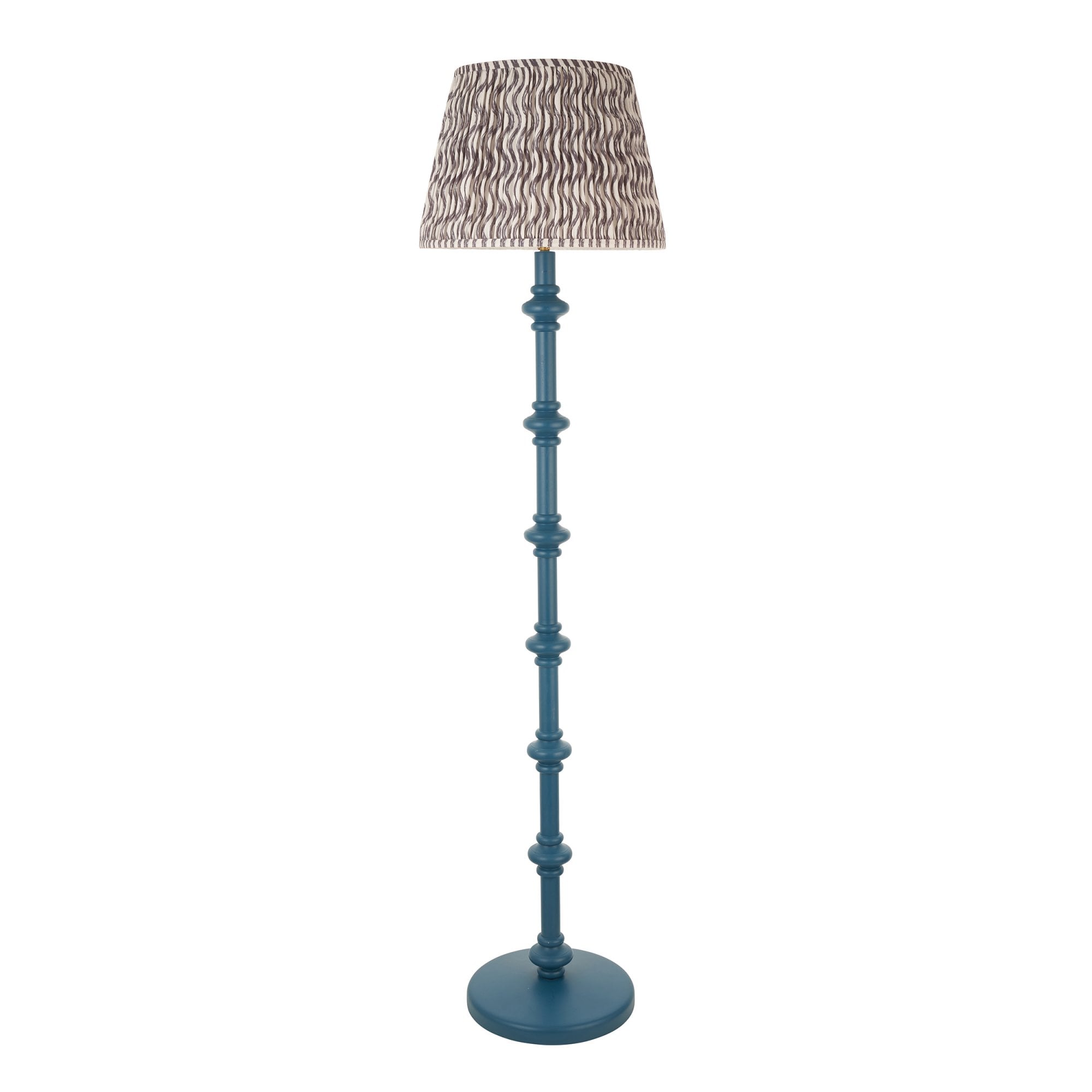 Endon Carnaby Satin Marlin Blue Floor Lamp & Ripple 40cm Pearl Grey Shade