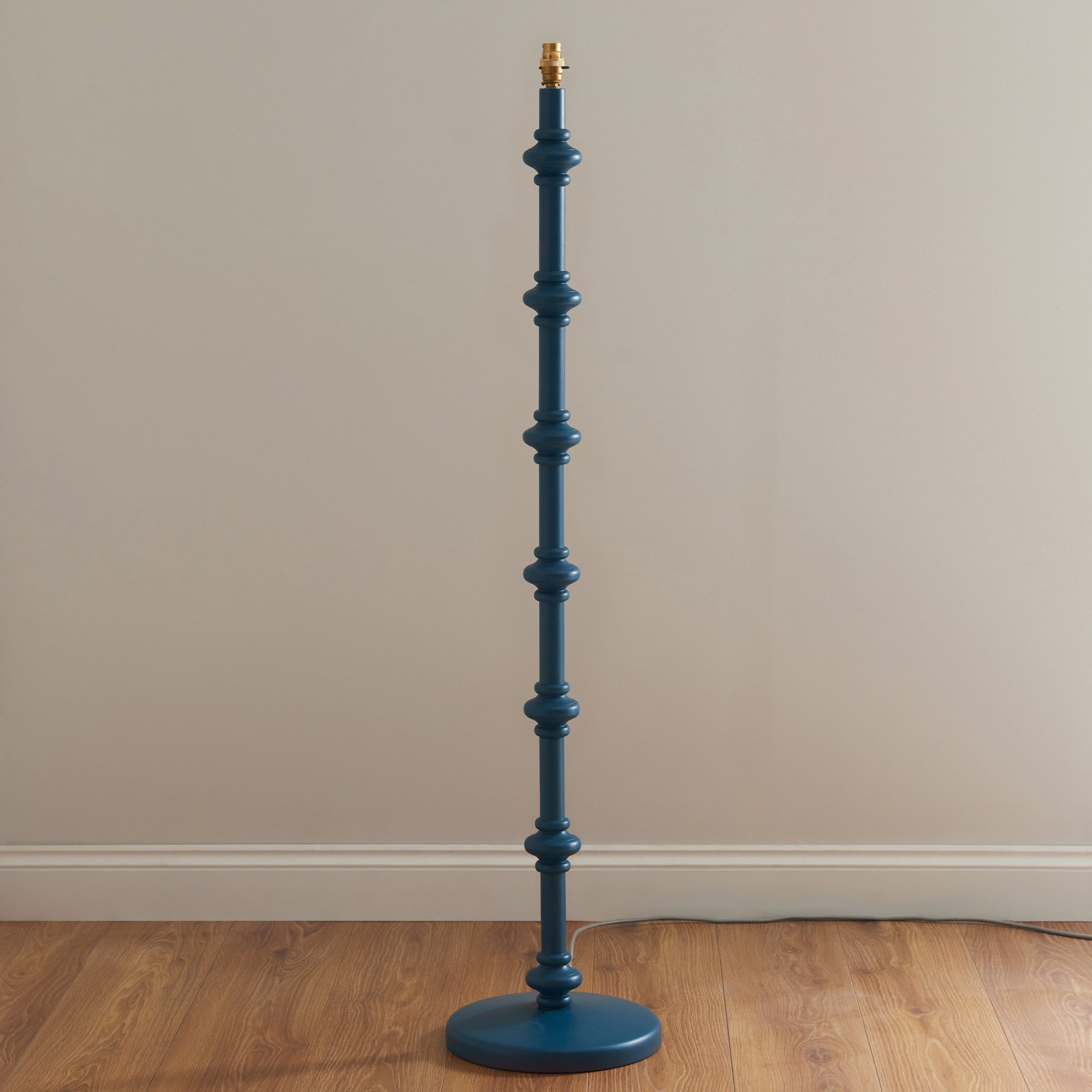 Endon Carnaby Satin Marlin Blue Floor Lamp & Zigzag 40cm Apricot Orange Shade