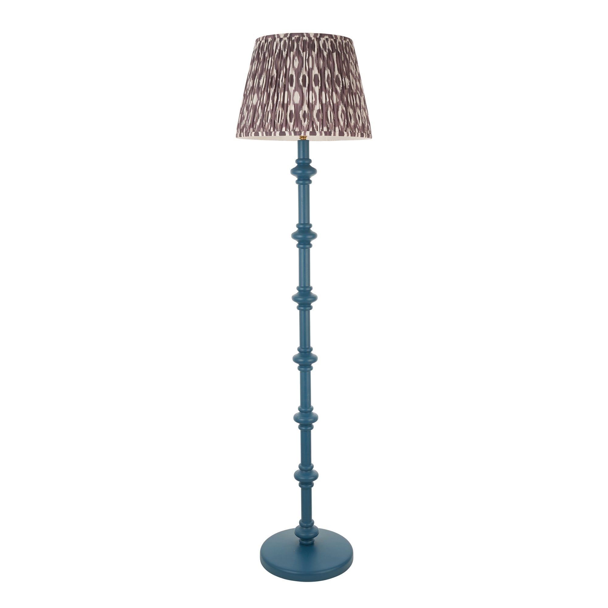 Endon Carnaby Satin Marlin Blue Floor Lamp & Ikat 40cm Pearl Grey Shade