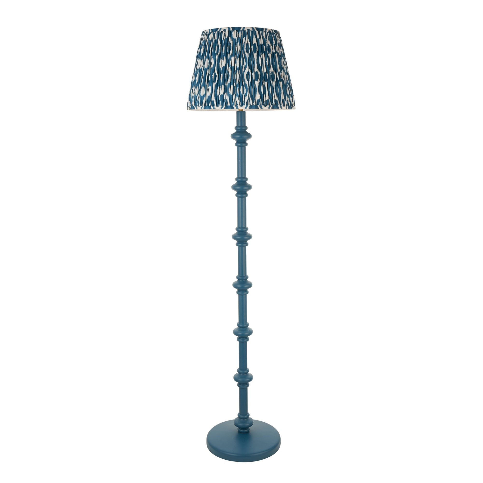 Endon Carnaby Satin Marlin Blue Floor Lamp & Ikat 40cm Marlin Blue Shade