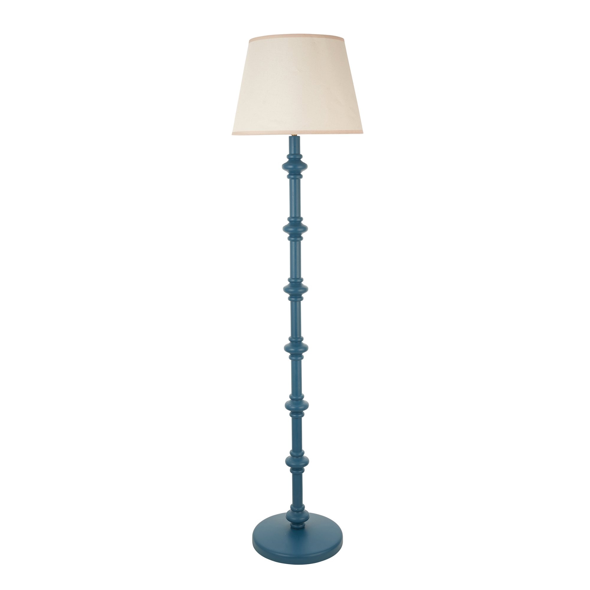 Endon Carnaby Satin Marlin Blue Floor Lamp & Ivy 40cm Vintage White Shade