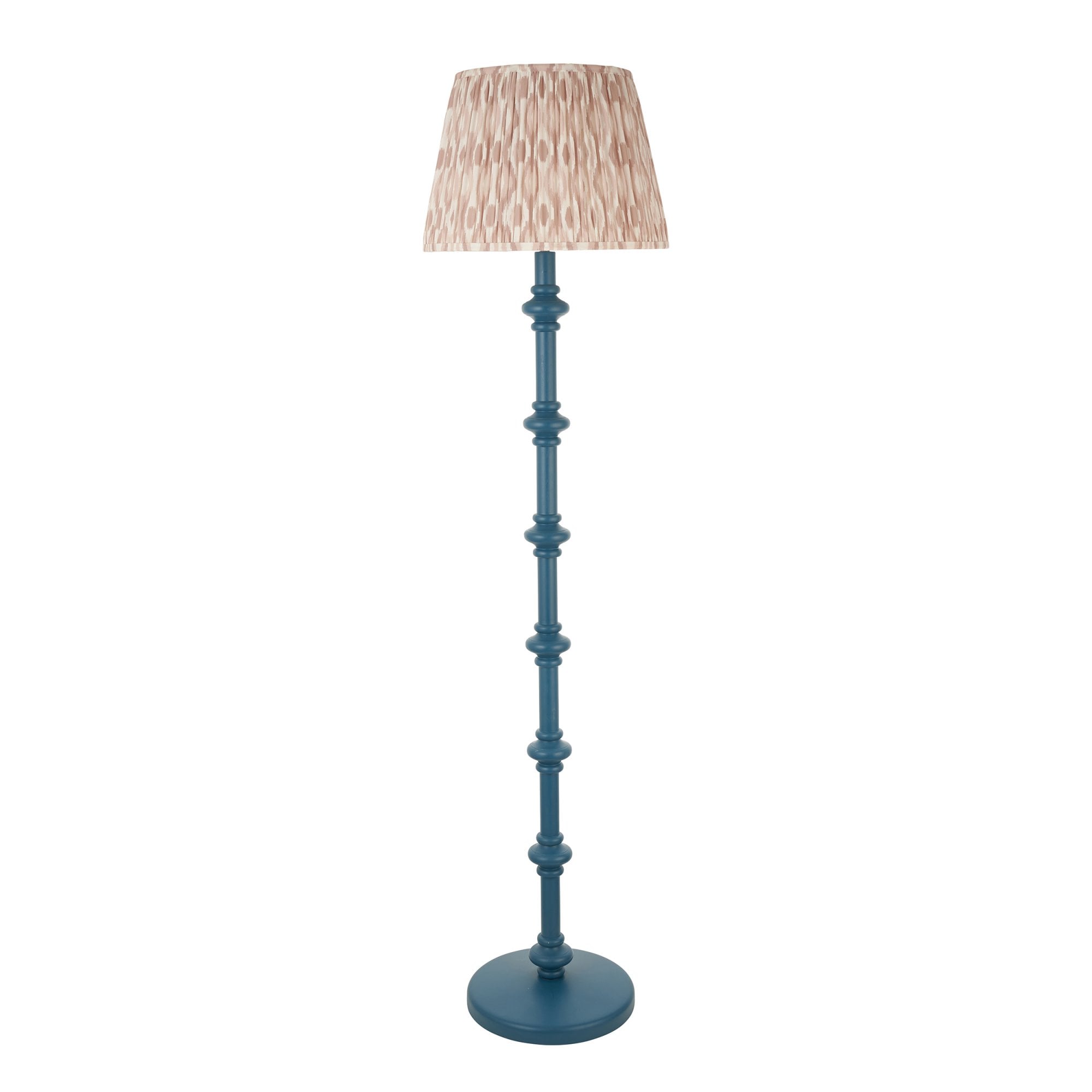 Endon Carnaby Satin Marlin Blue Floor Lamp & Ikat 40cm Neutral Shade