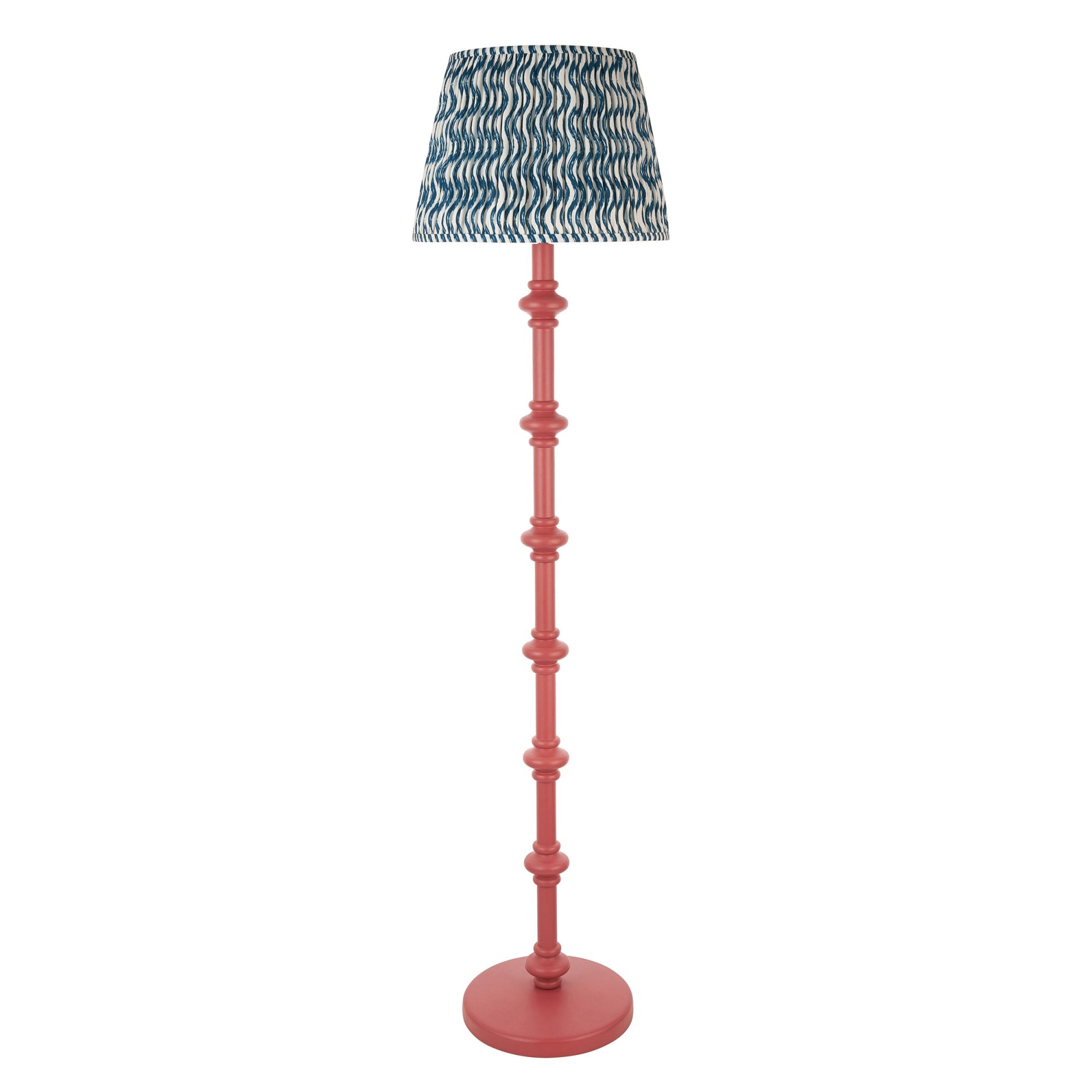 Endon Carnaby Satin Pink Clay Floor Lamp & Ripple 40cm Marlin Blue Shade