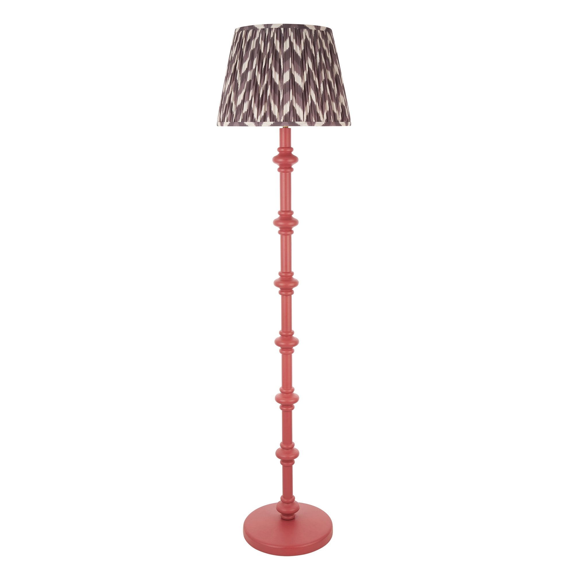Endon Carnaby Satin Pink Clay Floor Lamp & Zigzag 40cm Pearl Grey Shade