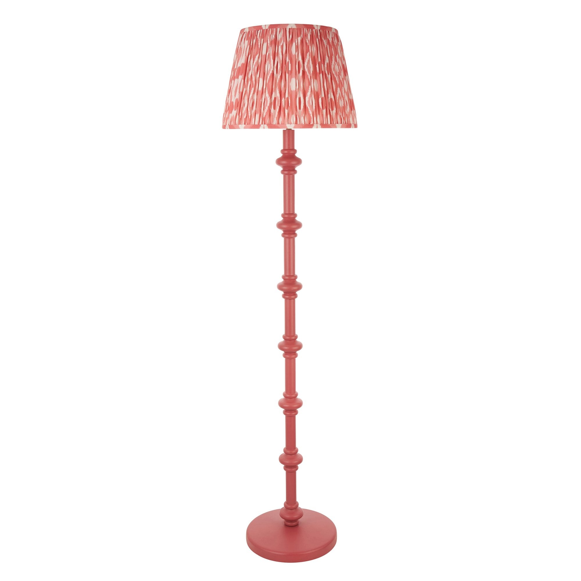 Endon Carnaby Satin Pink Clay Floor Lamp & Ikat 40cm Coral Pink Shade