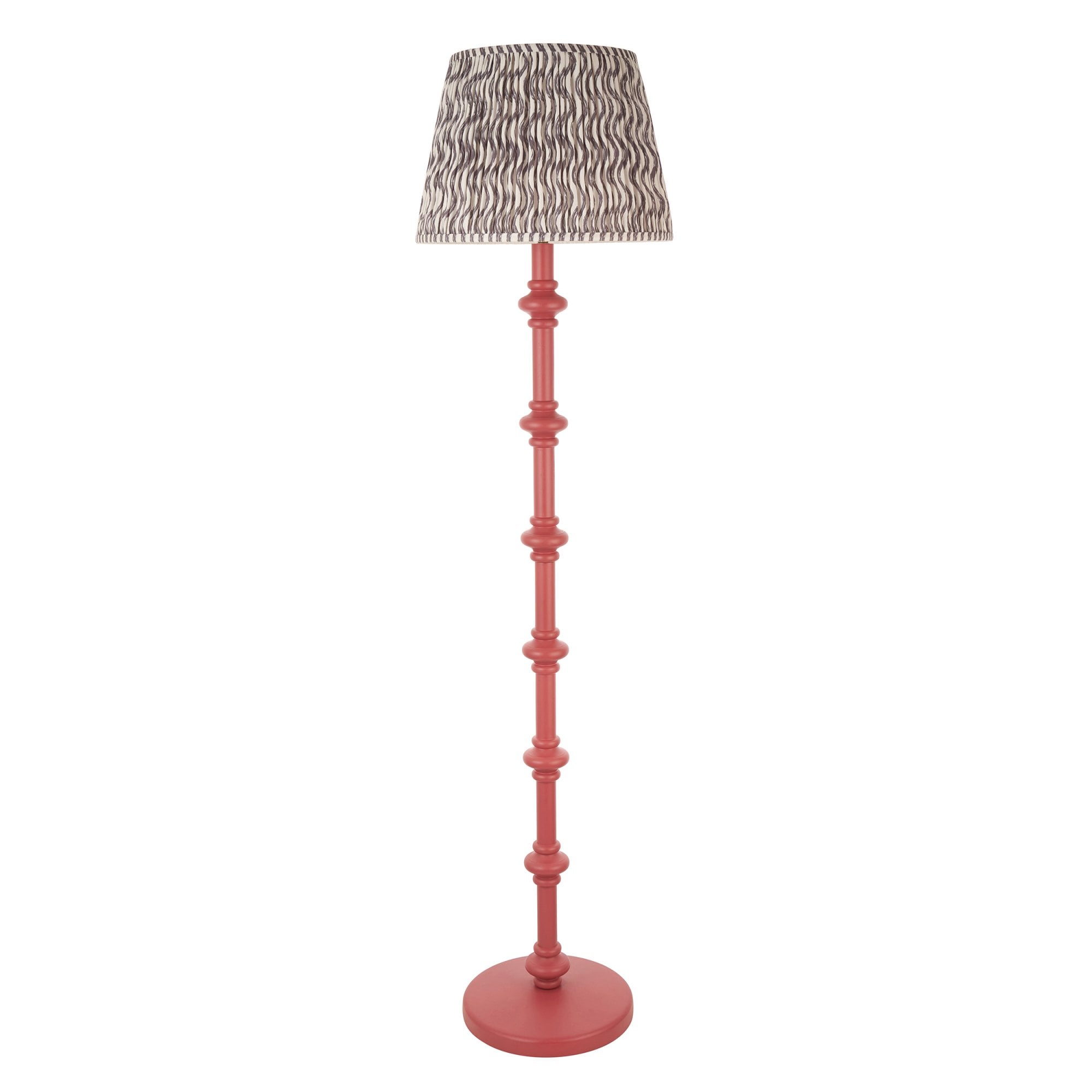 Endon Carnaby Satin Pink Clay Floor Lamp & Ripple 40cm Pearl Grey Shade