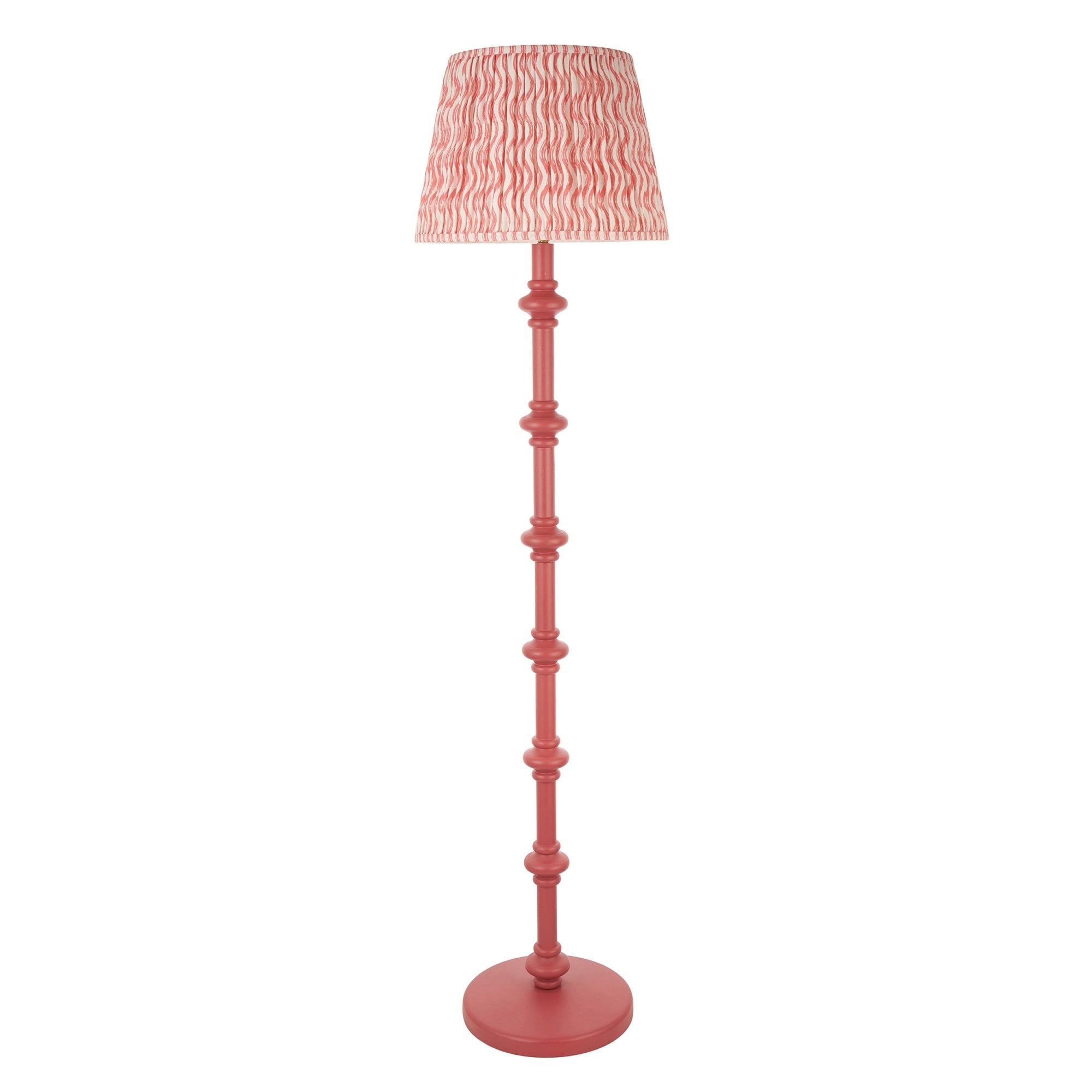 Endon Carnaby Satin Pink Clay Floor Lamp & Ripple 40cm Coral Pink Shade