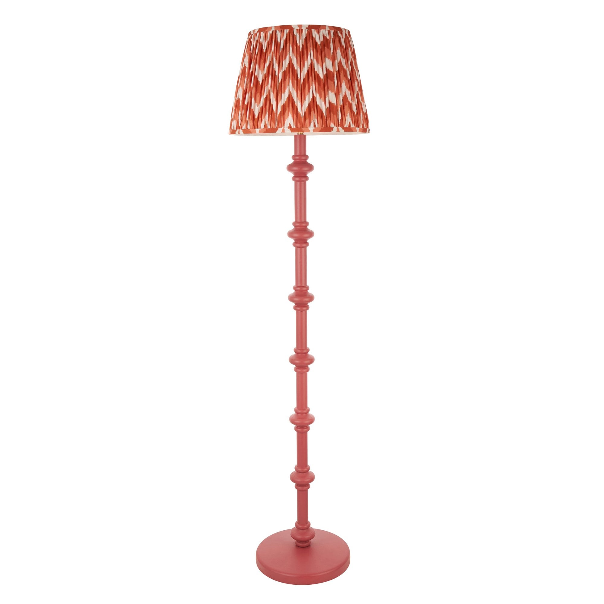 Endon Carnaby Satin Pink Clay Floor Lamp & Zigzag 40cm Apricot Orange Shade