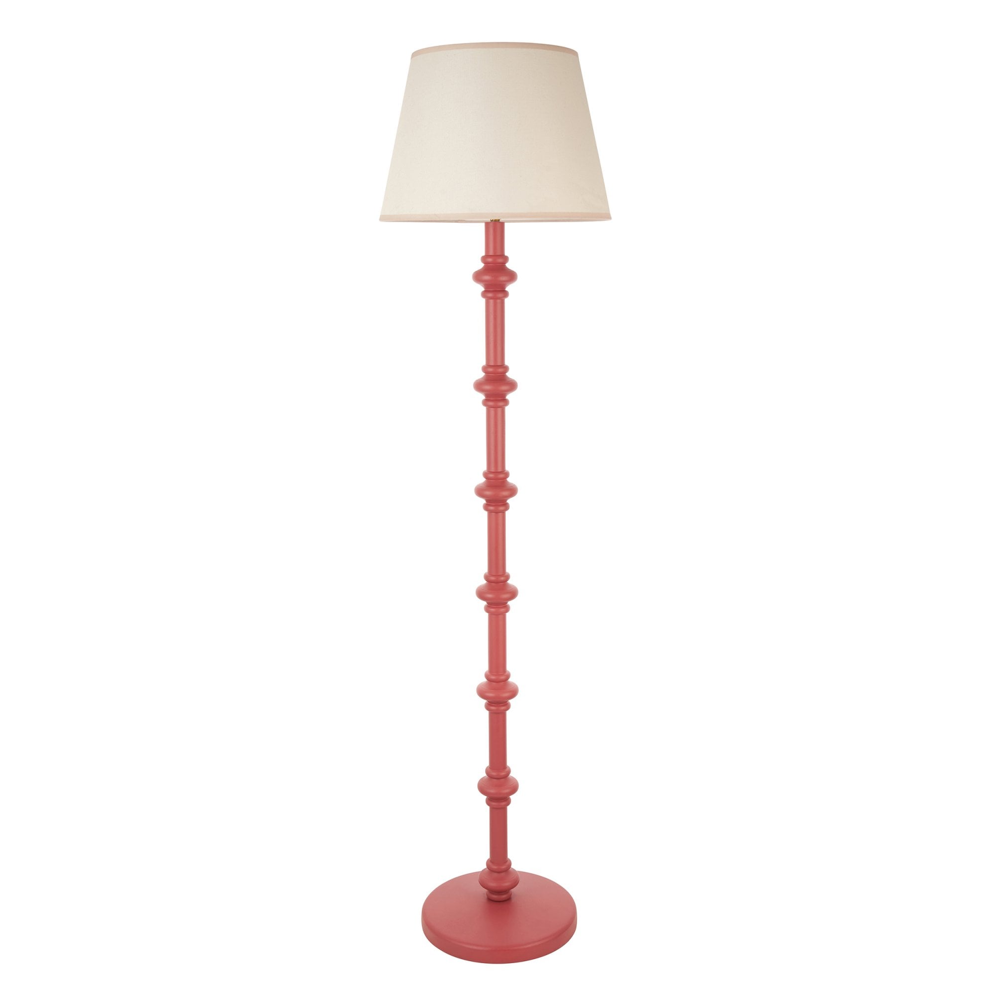 Endon Carnaby Satin Pink Clay Floor Lamp & Ivy 40cm Vintage White Shade