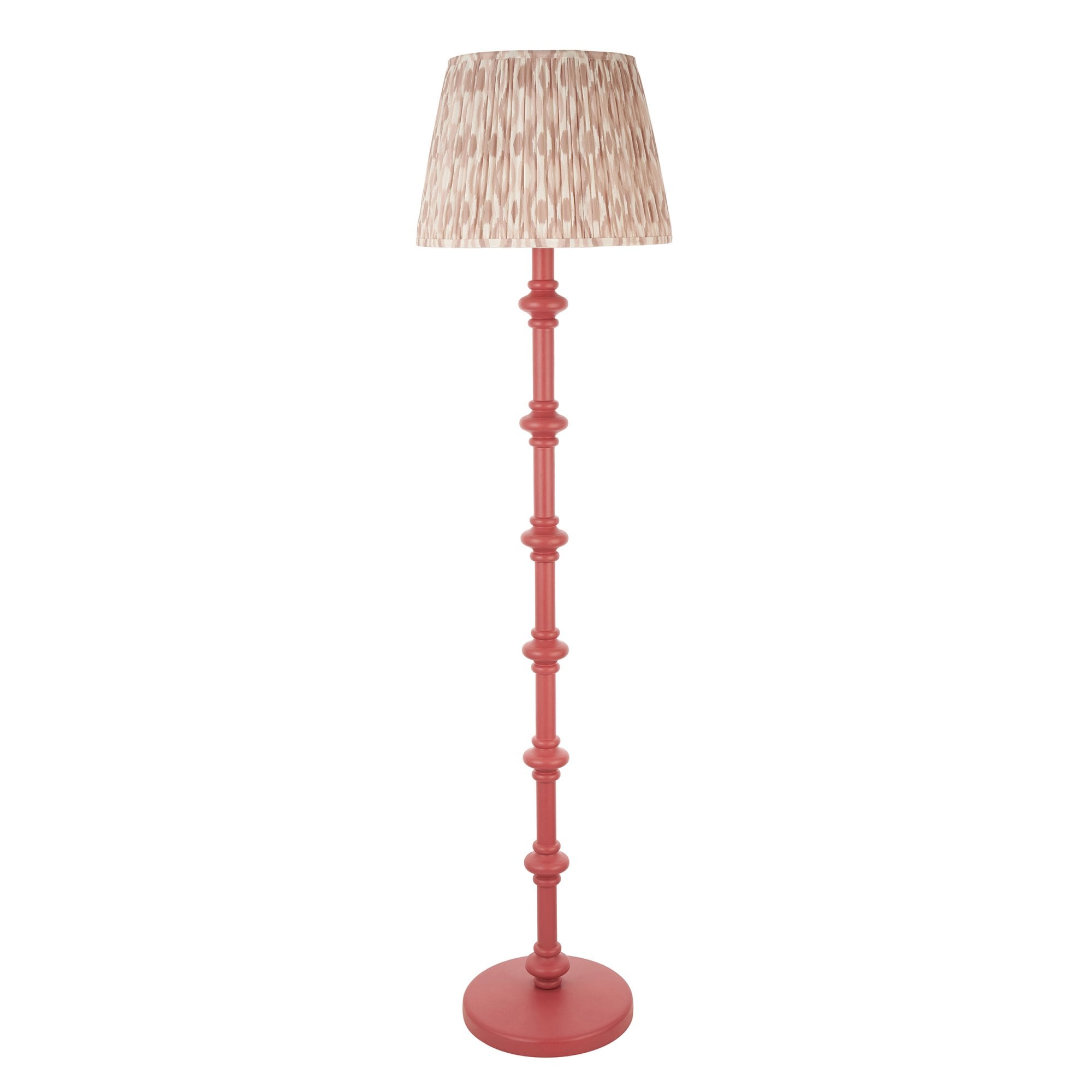Endon Carnaby Satin Pink Clay Floor Lamp & Ikat 40cm Neutral Shade
