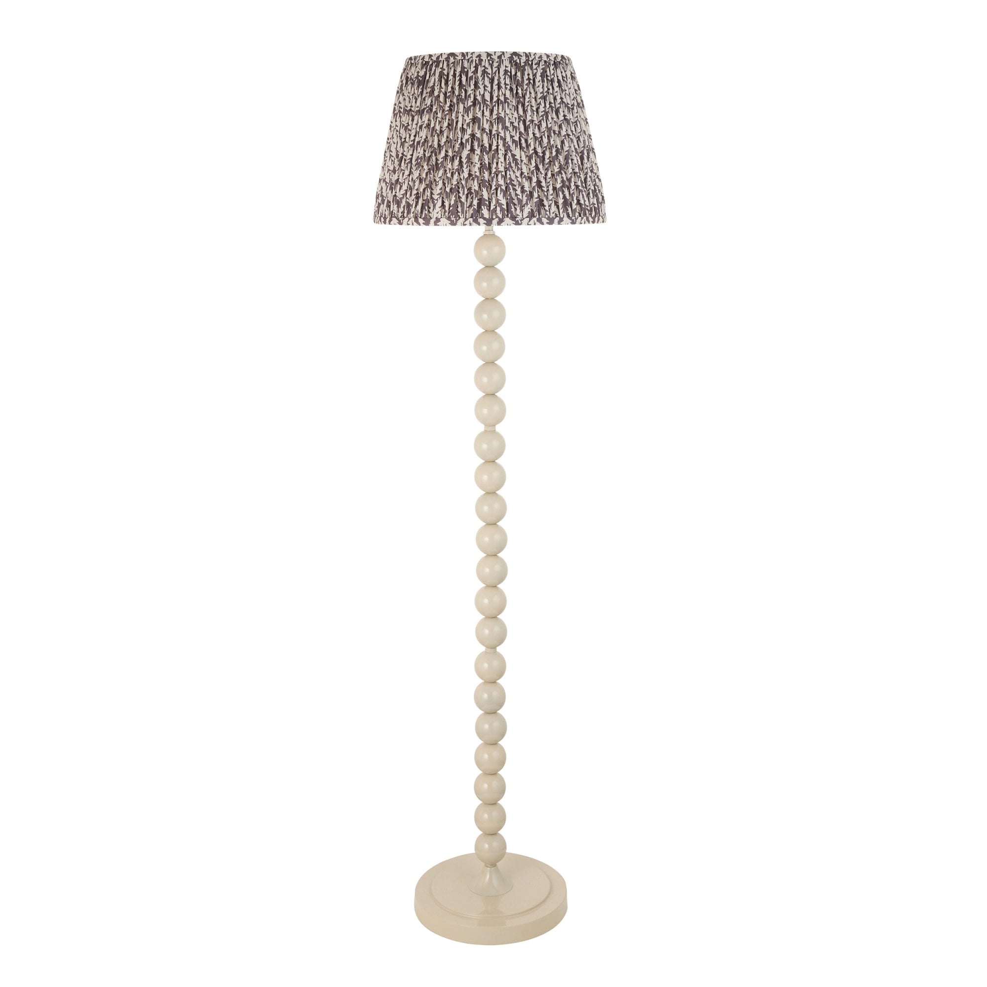 Endon Higgledy Gloss Almond White Floor Lamp & Leaf 40cm Pearl Grey Shade