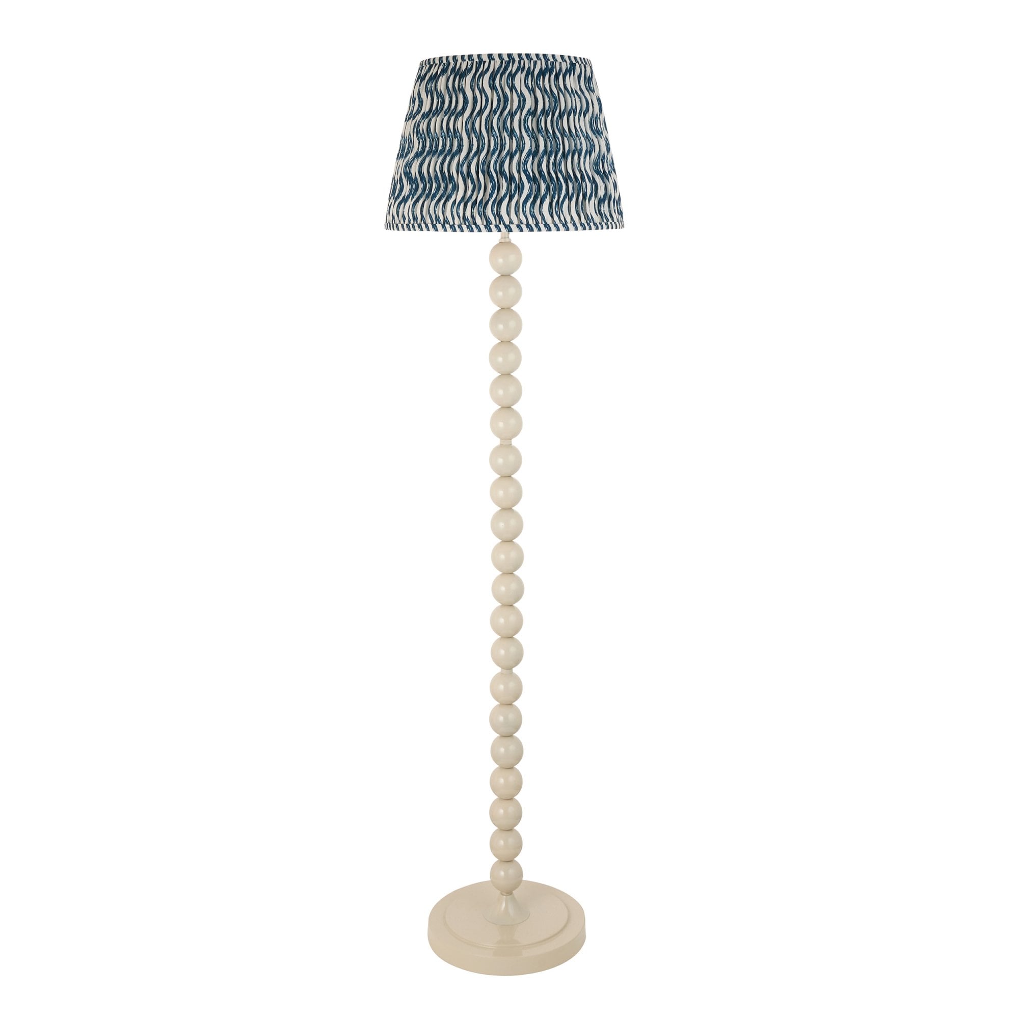 Endon Higgledy Gloss Almond White Floor Lamp & Ripple 40cm Marlin Blue Shade