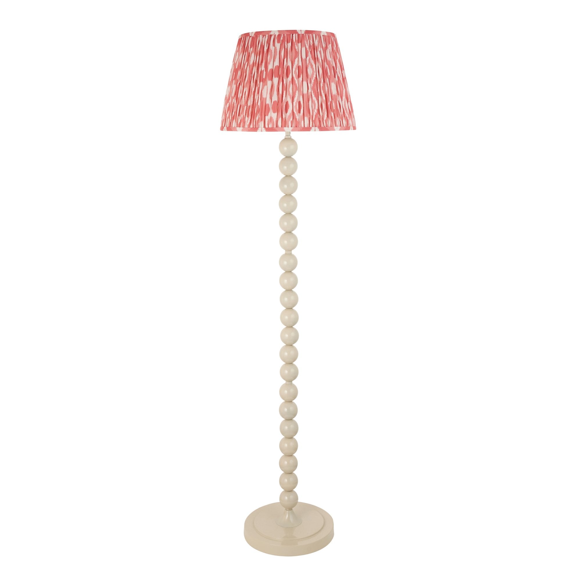 Endon Higgledy Gloss Almond White Floor Lamp & Ikat 40cm Coral Pink Shade