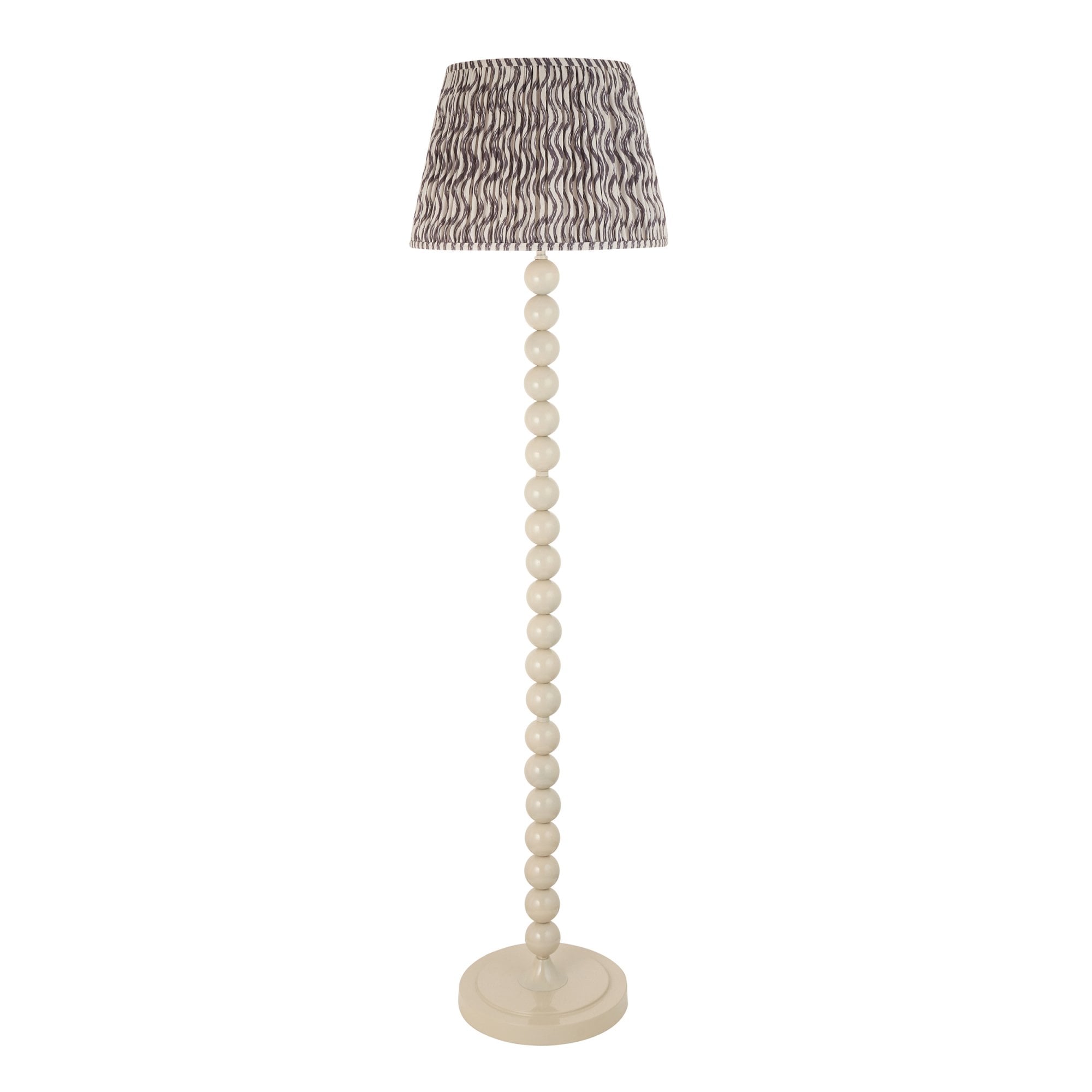 Endon Higgledy Gloss Almond White Floor Lamp & Ripple 40cm Pearl Grey Shade