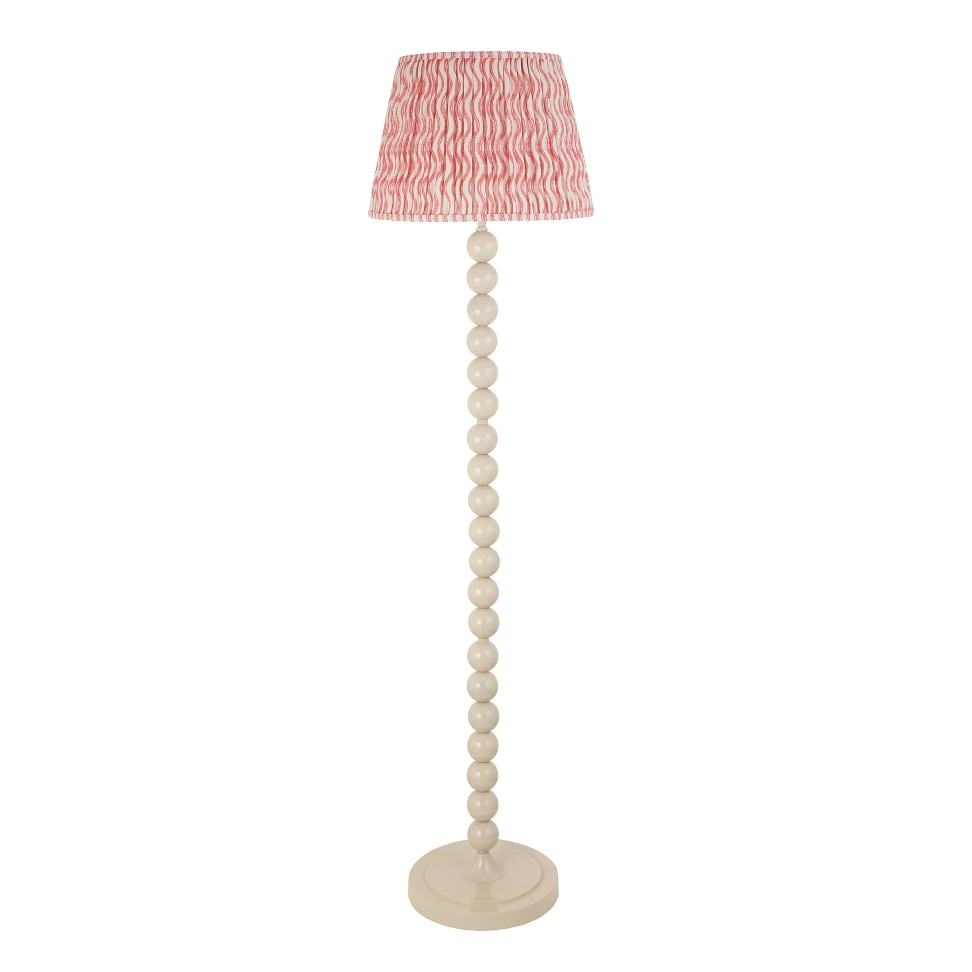 Endon Higgledy Gloss Almond White Floor Lamp & Ripple 40cm Coral Pink Shade