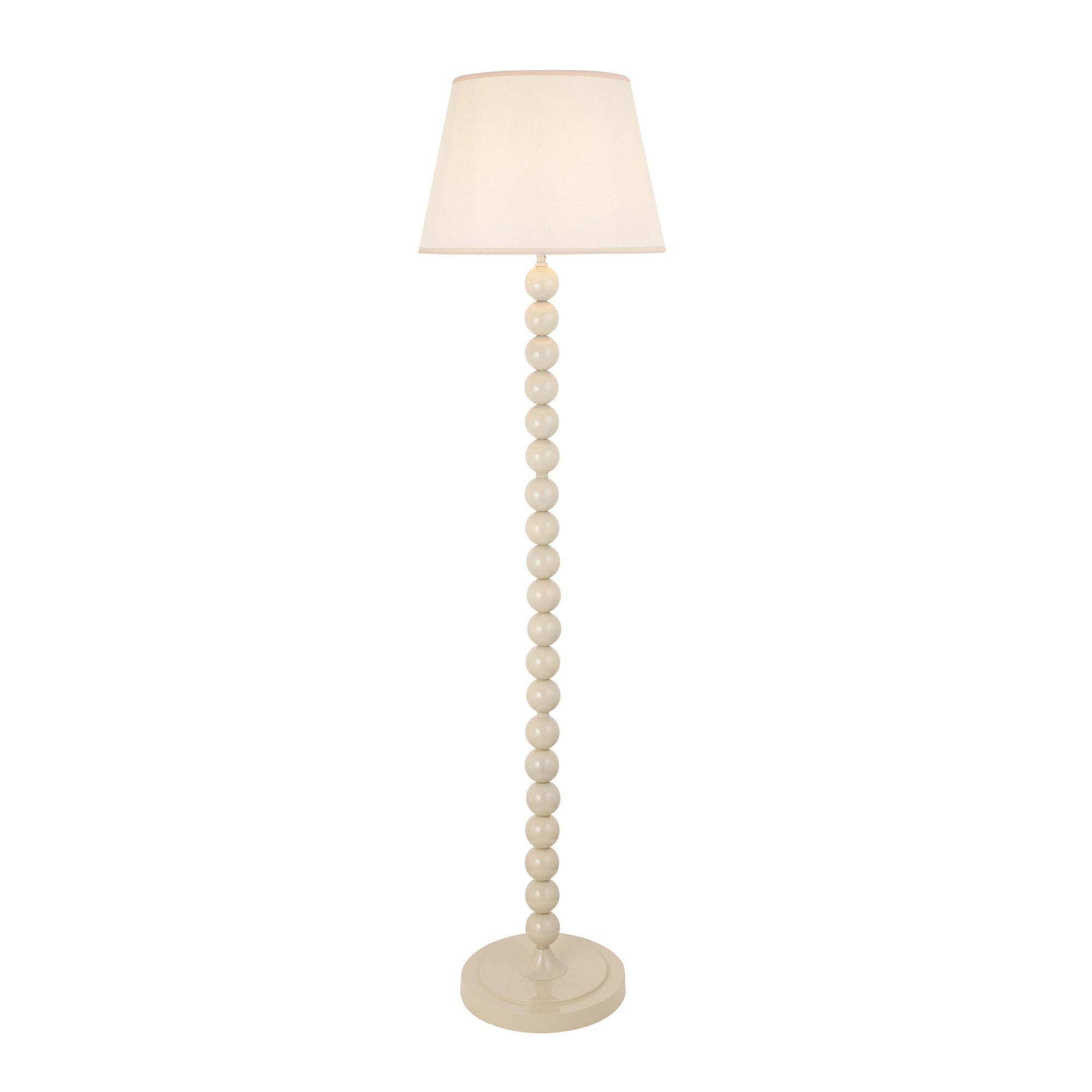 Endon Higgledy Gloss Almond White Floor Lamp & Ivy 40cm Vintage White Shade