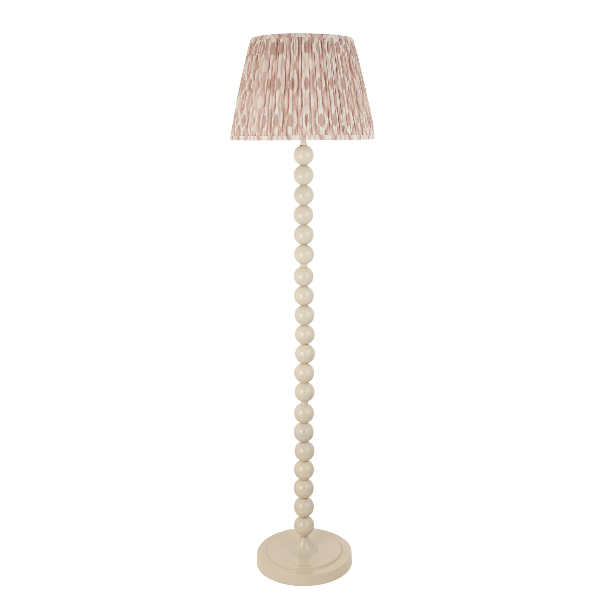 Endon Higgledy Gloss Almond White Floor Lamp & Ikat 40cm Neutral Shade