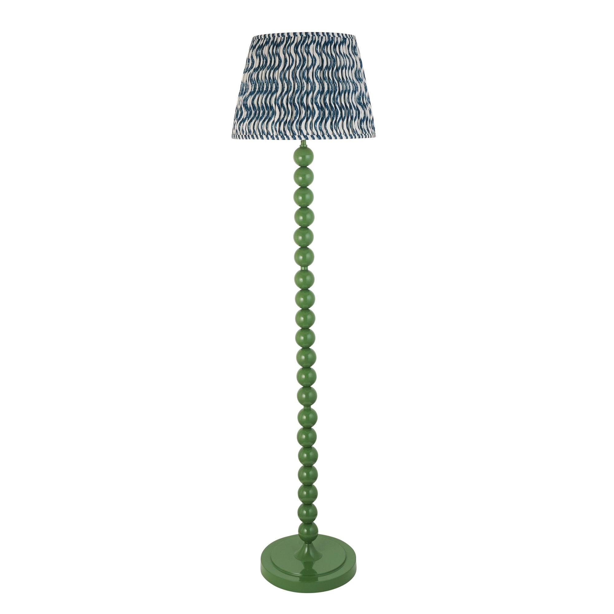 Endon Higgledy Gloss Cotswold Green Floor Lamp & Ripple 40cm Marlin Blue Shade
