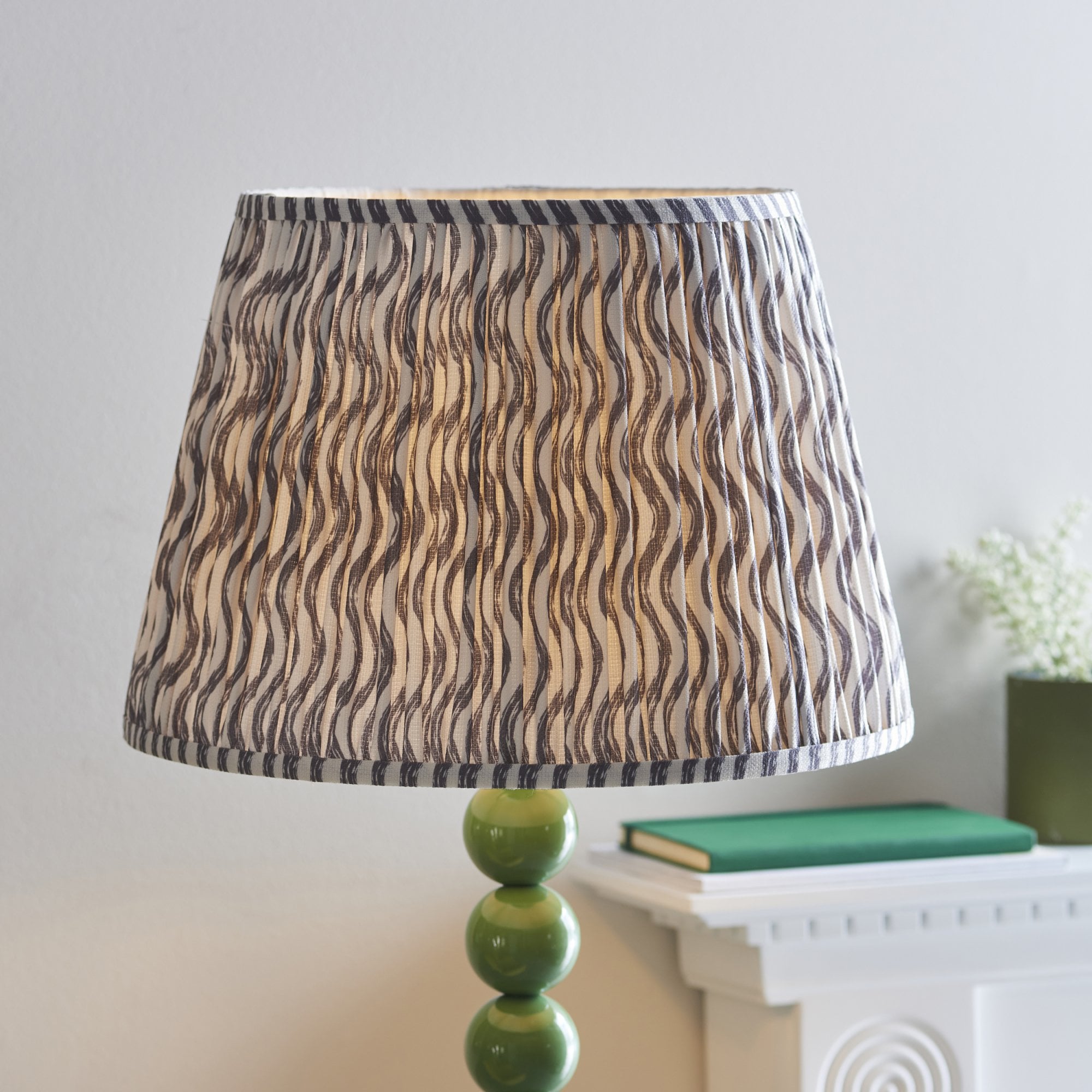 Endon Higgledy Gloss Cotswold Green Floor Lamp & Ripple 40cm Pearl Grey Shade