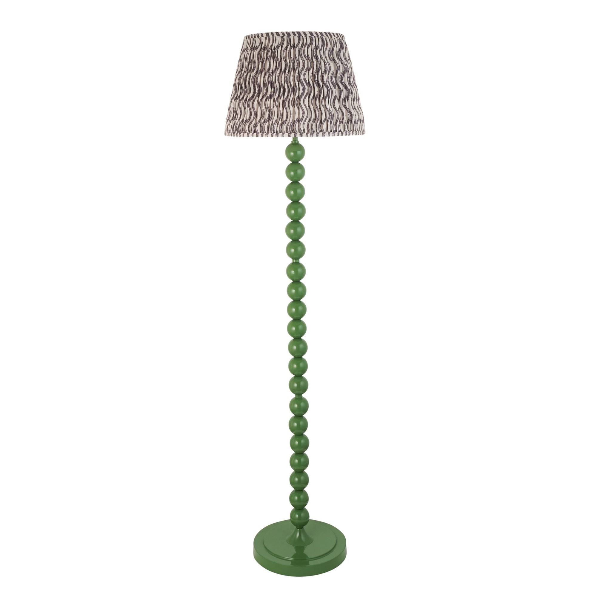 Endon Higgledy Gloss Cotswold Green Floor Lamp & Ripple 40cm Pearl Grey Shade