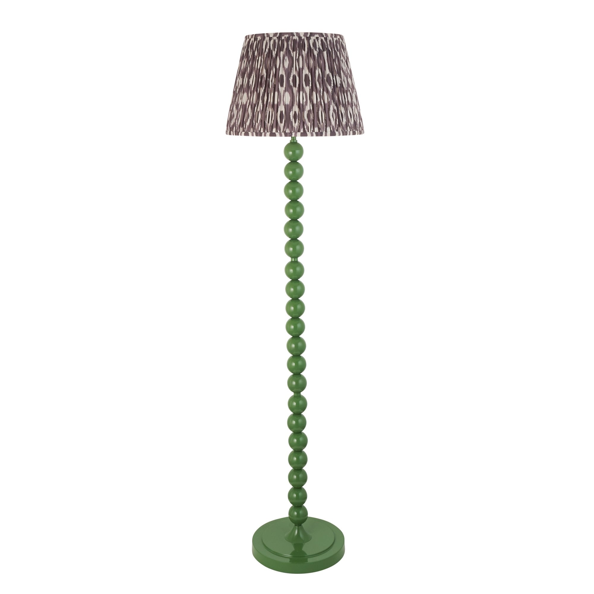 Endon Higgledy Gloss Cotswold Green Floor Lamp & Ikat 40cm Pearl Grey Shade