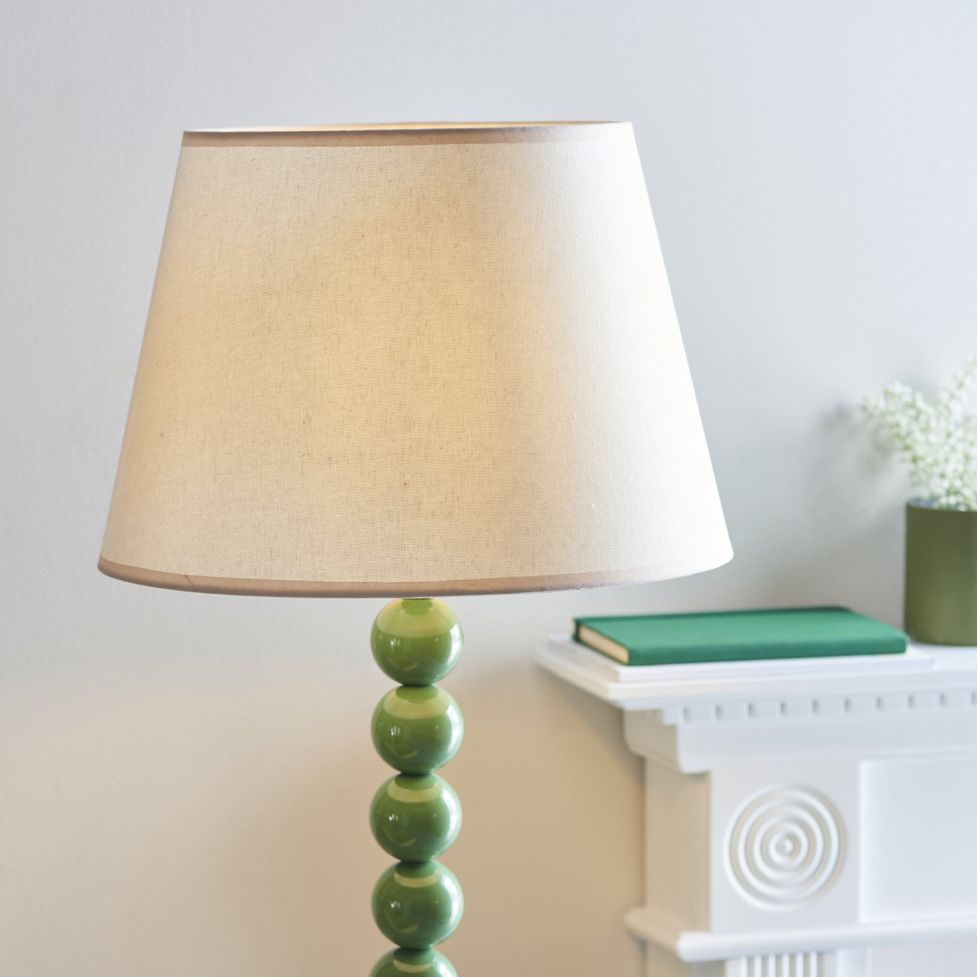 Endon Higgledy Gloss Cotswold Green Floor Lamp & Ivy 40cm Vintage White Shade