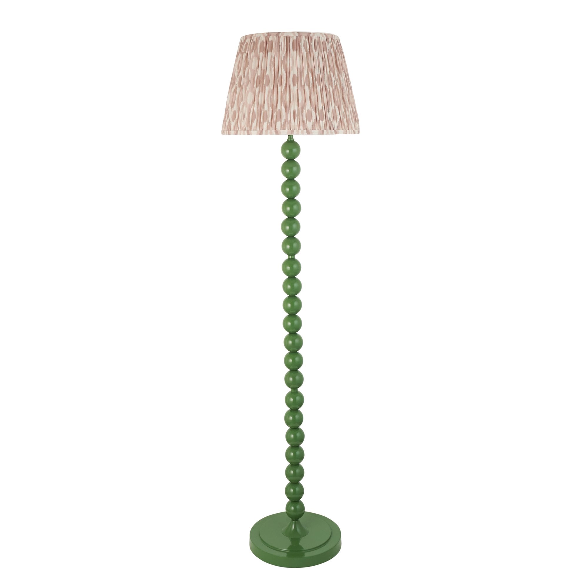 Endon Higgledy Gloss Cotswold Green Floor Lamp & Ikat 40cm Neutral Shade
