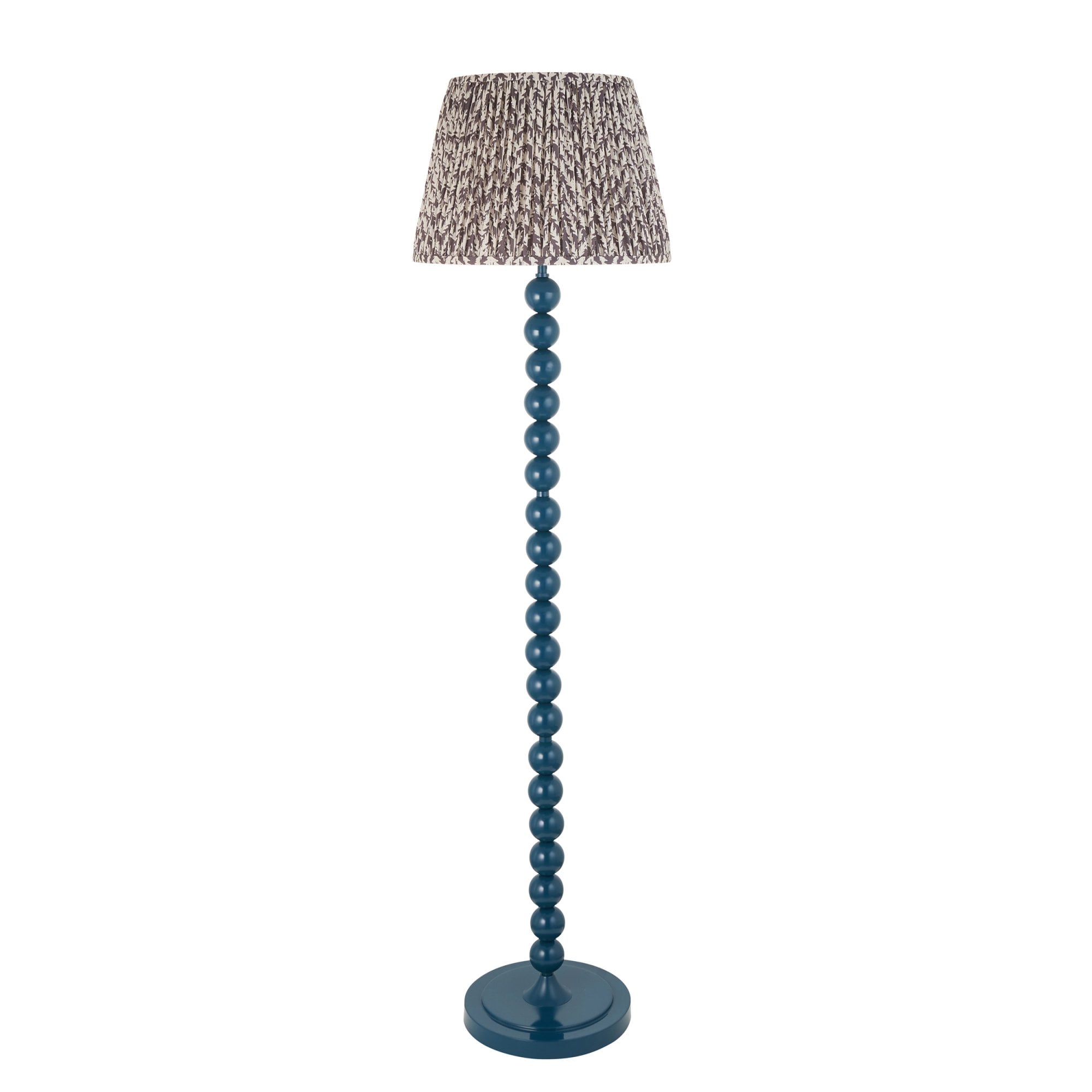 Endon Higgledy Gloss Marlin Blue Floor Lamp & Leaf 40cm Pearl Grey Shade