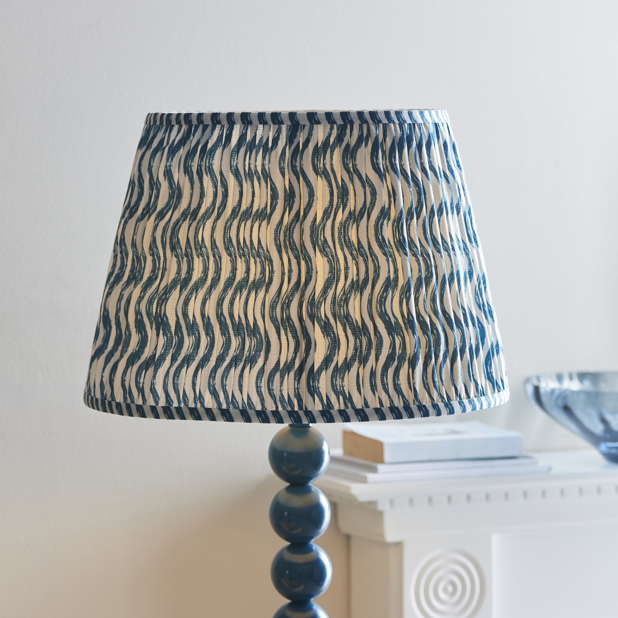 Endon Higgledy Gloss Marlin Blue Floor Lamp & Ripple 40cm Marlin Blue Shade