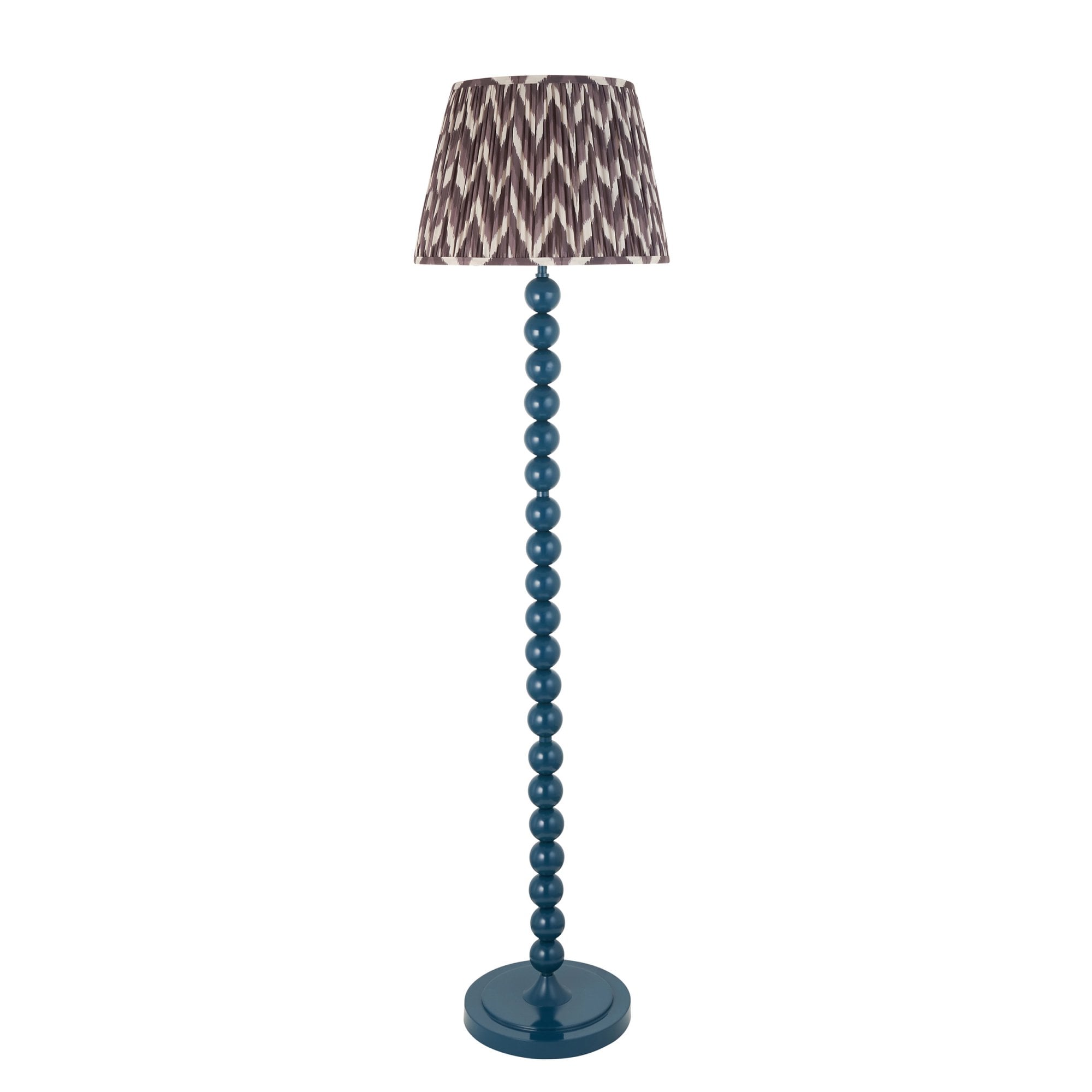 Endon Higgledy Gloss Marlin Blue Floor Lamp & Zigzag 40cm Pearl Grey Shade