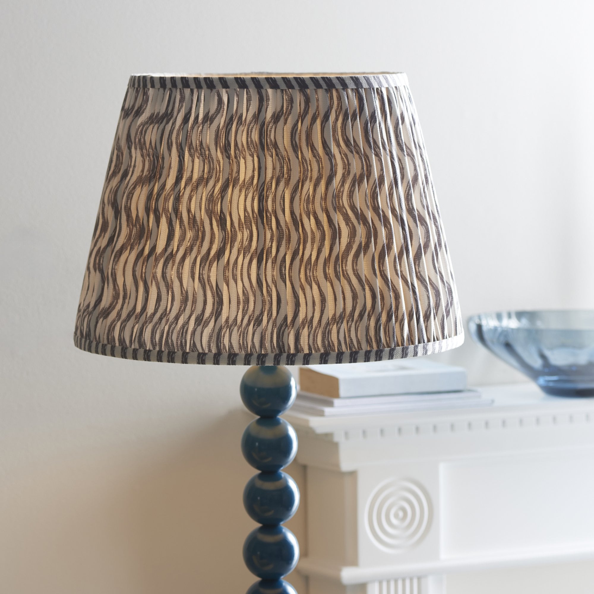 Endon Higgledy Gloss Marlin Blue Floor Lamp & Ripple 40cm Pearl Grey Shade