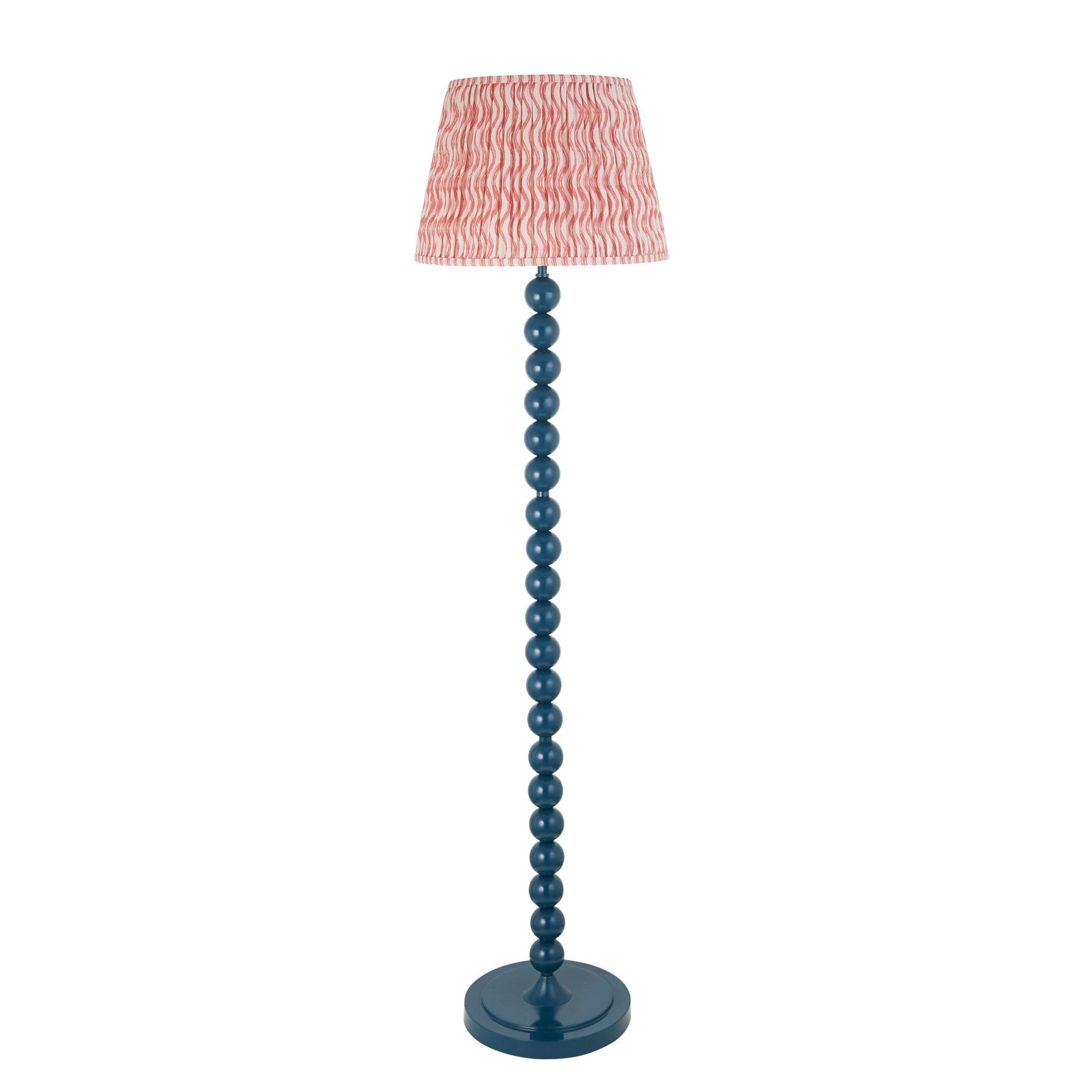 Endon Higgledy Gloss Marlin Blue Floor Lamp & Ripple 40cm Coral Pink Shade