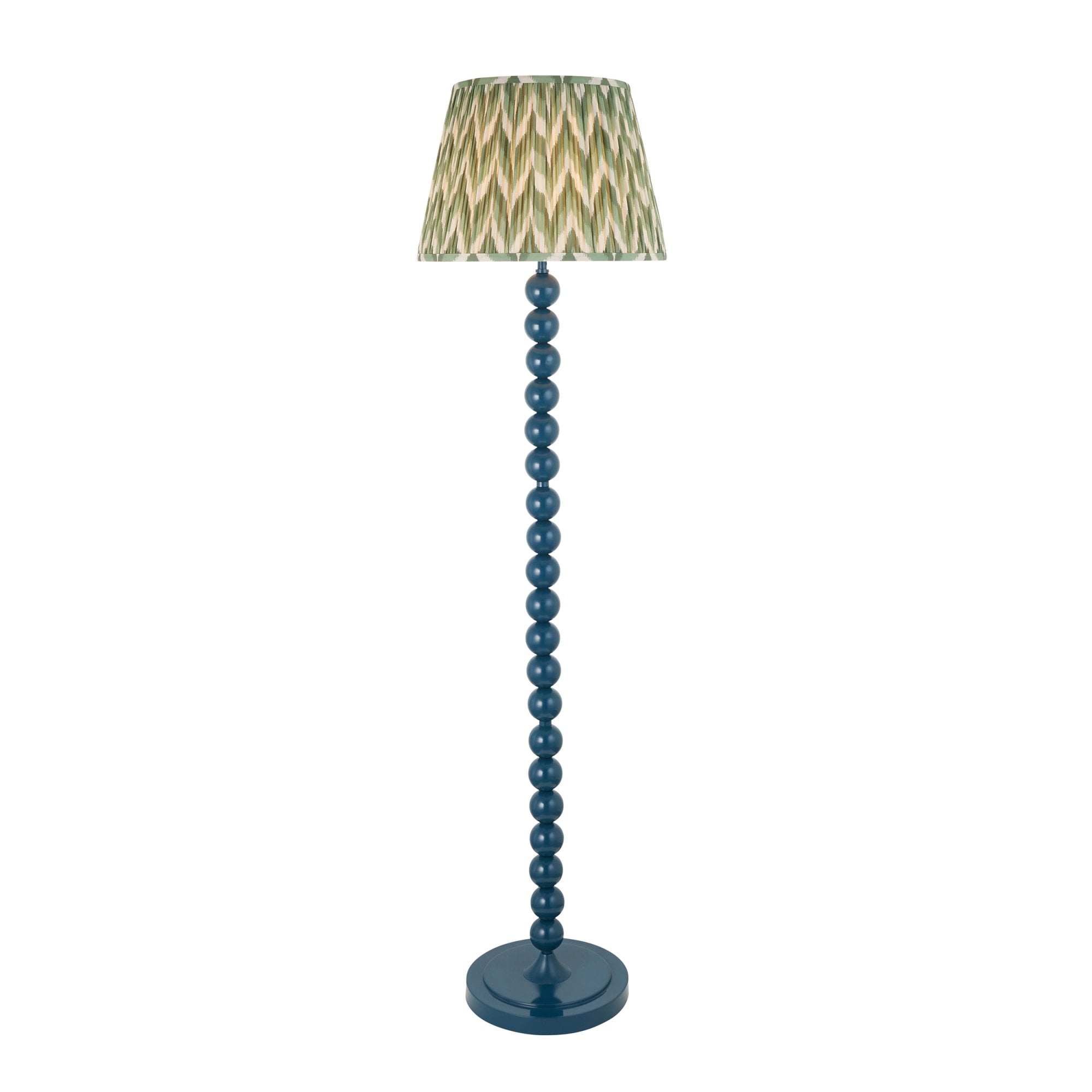 Endon Higgledy Gloss Marlin Blue Floor Lamp & Zigzag 40cm Cotswold Green Shade