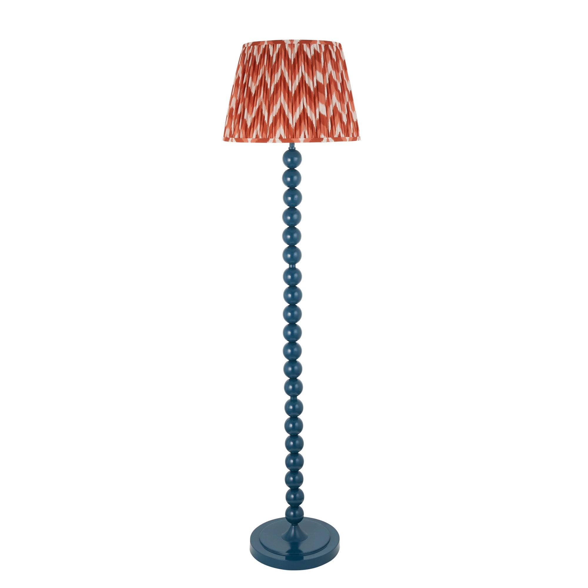 Endon Higgledy Gloss Marlin Blue Floor Lamp & Zigzag 40cm Apricot Orange Shade