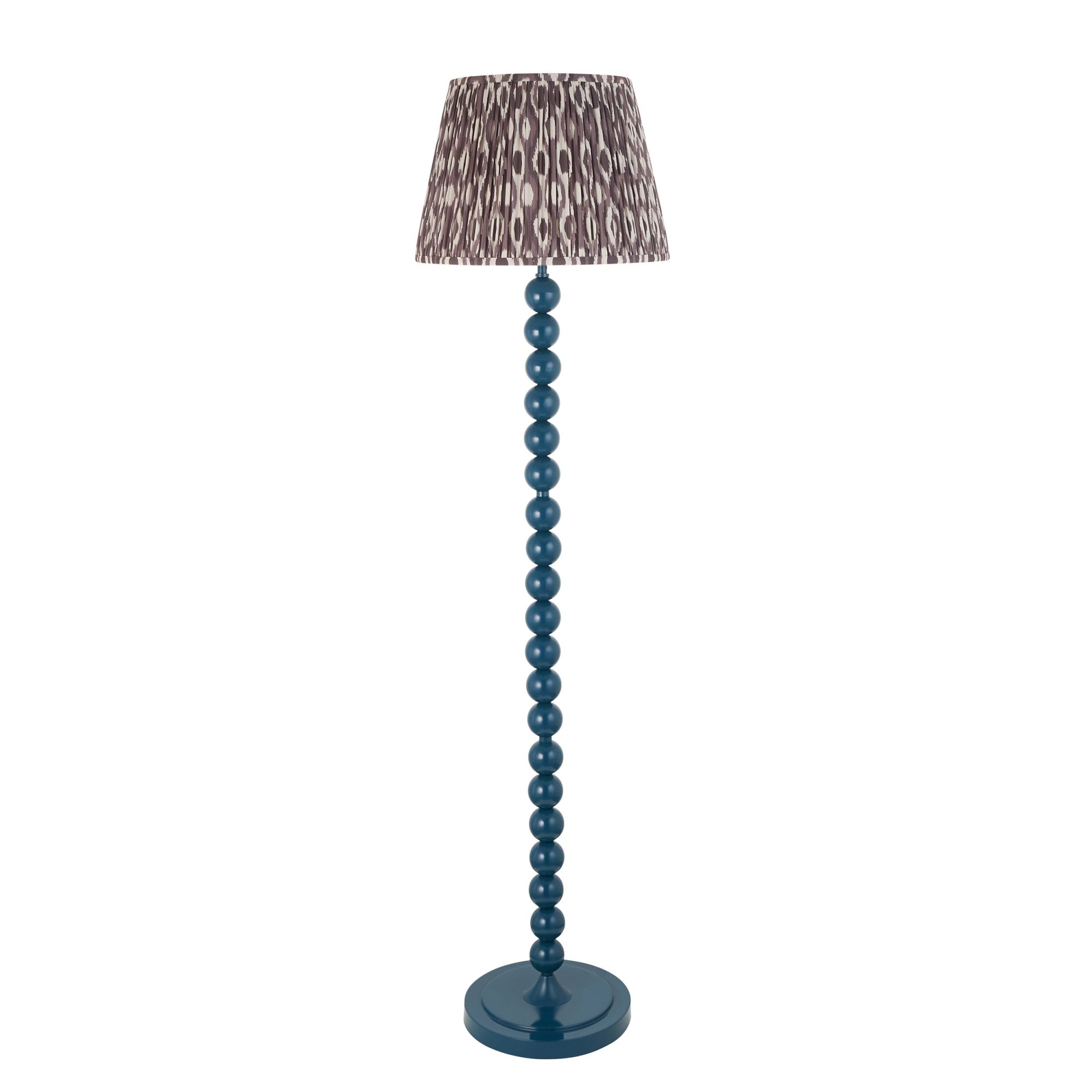 Endon Higgledy Gloss Marlin Blue Floor Lamp & Ikat 40cm Pearl Grey Shade