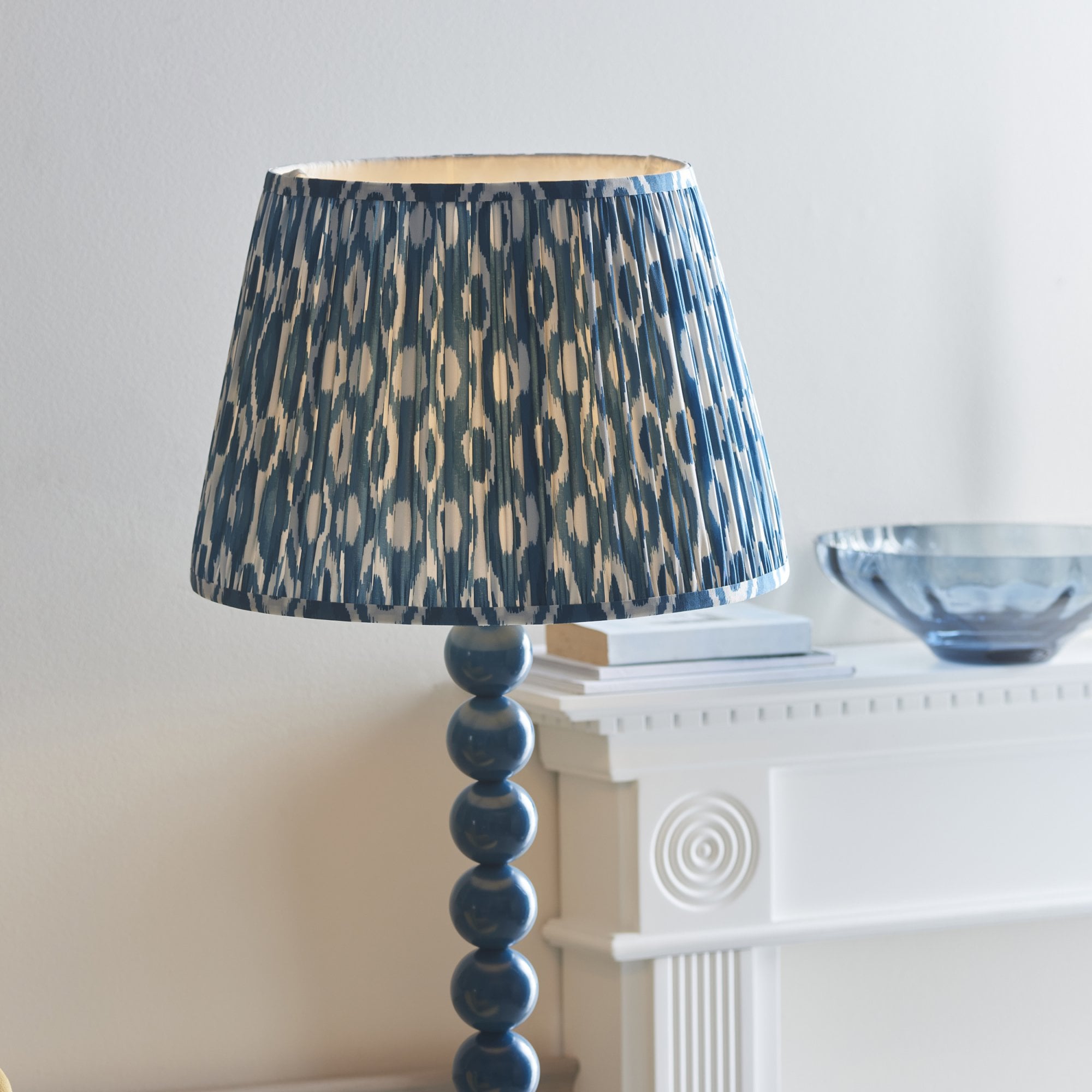 Endon Higgledy Gloss Marlin Blue Floor Lamp & Ikat 40cm Marlin Blue Shade