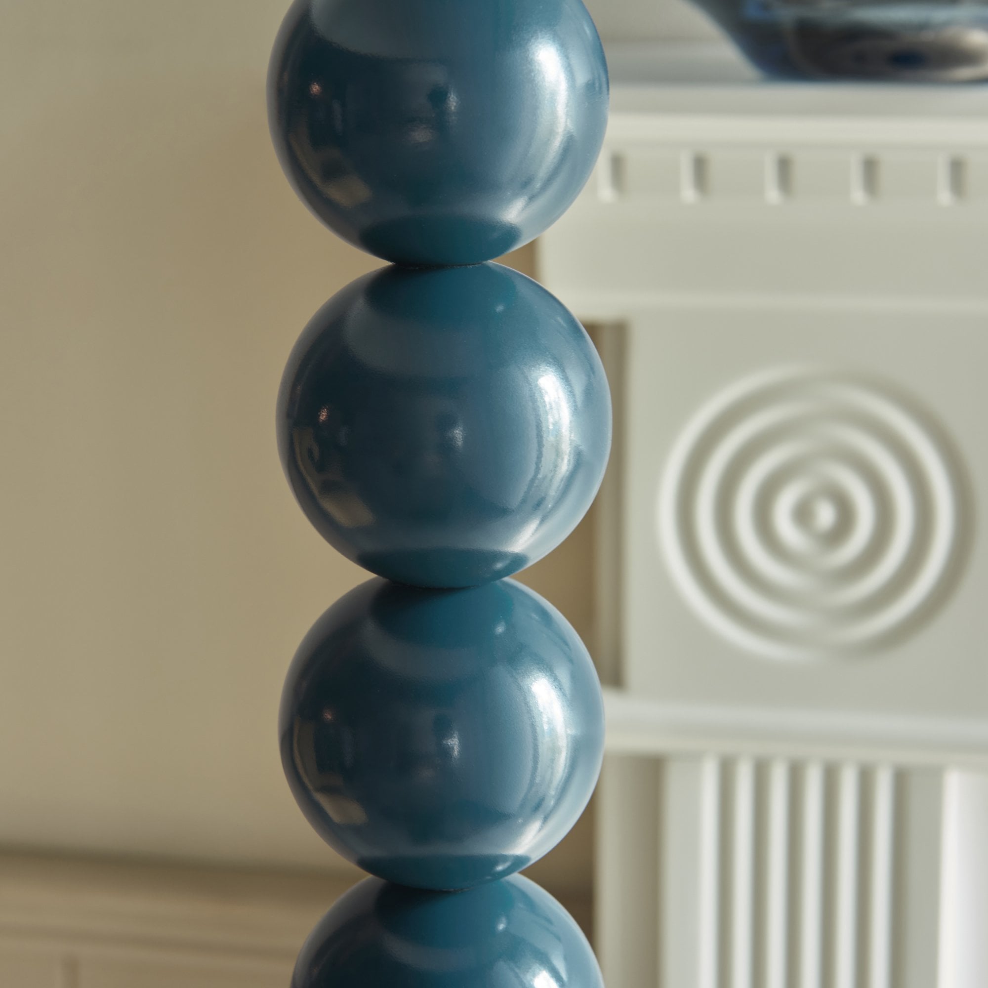 Endon Higgledy Gloss Marlin Blue Floor Lamp & Ikat 40cm Marlin Blue Shade
