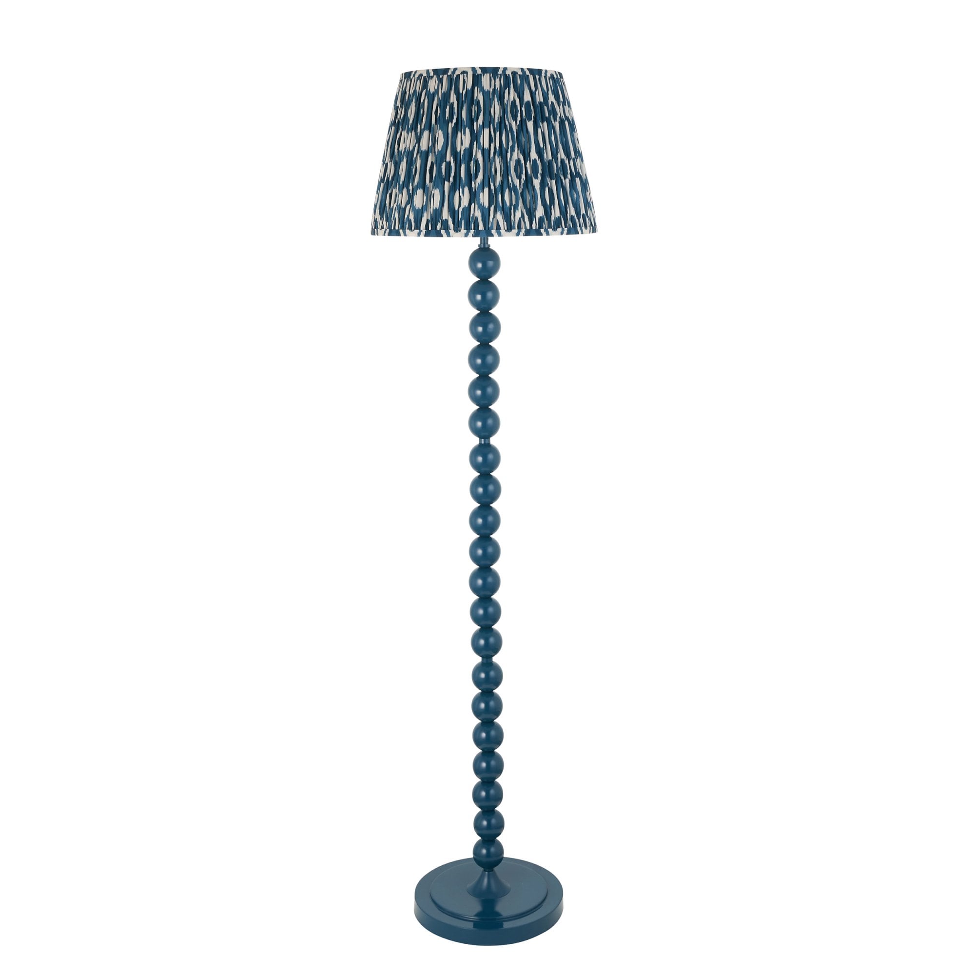 Endon Higgledy Gloss Marlin Blue Floor Lamp & Ikat 40cm Marlin Blue Shade