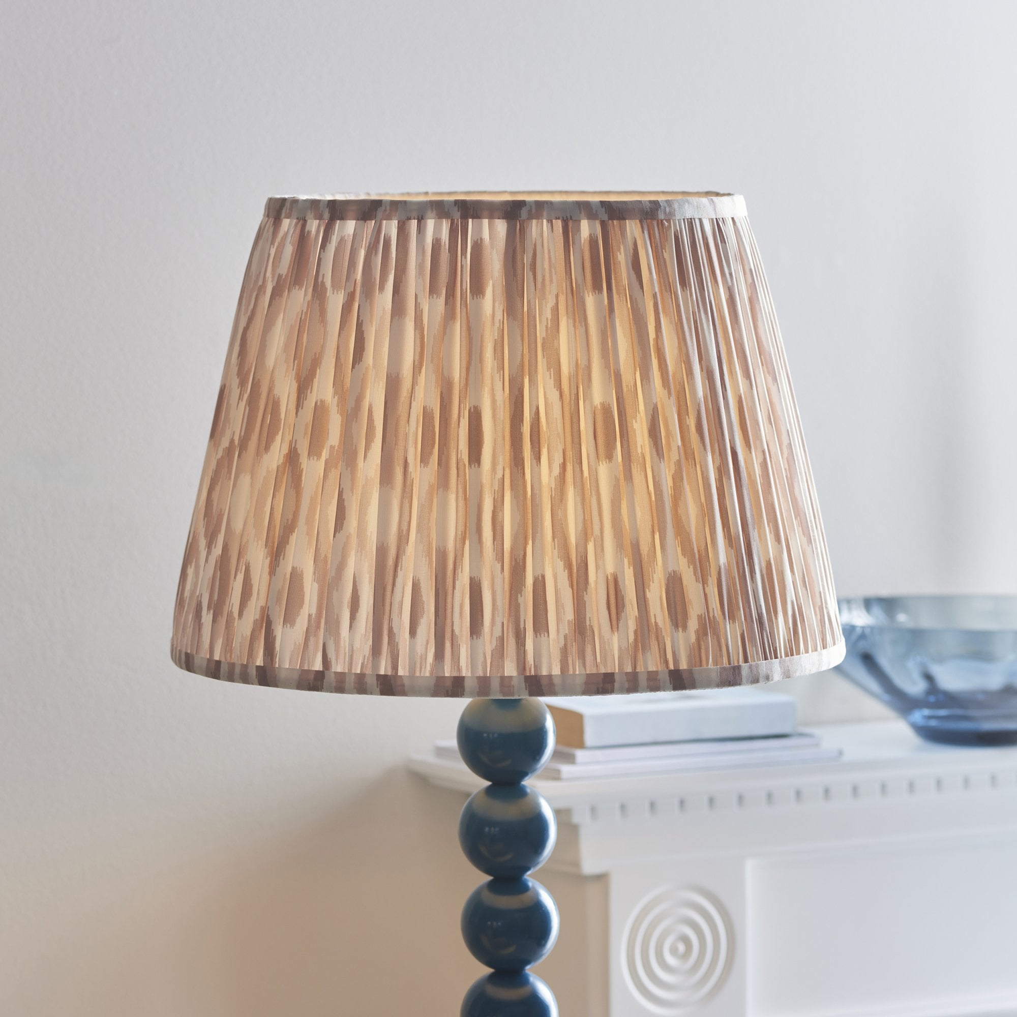 Endon Higgledy Gloss Marlin Blue Floor Lamp & Ikat 40cm Neutral Shade
