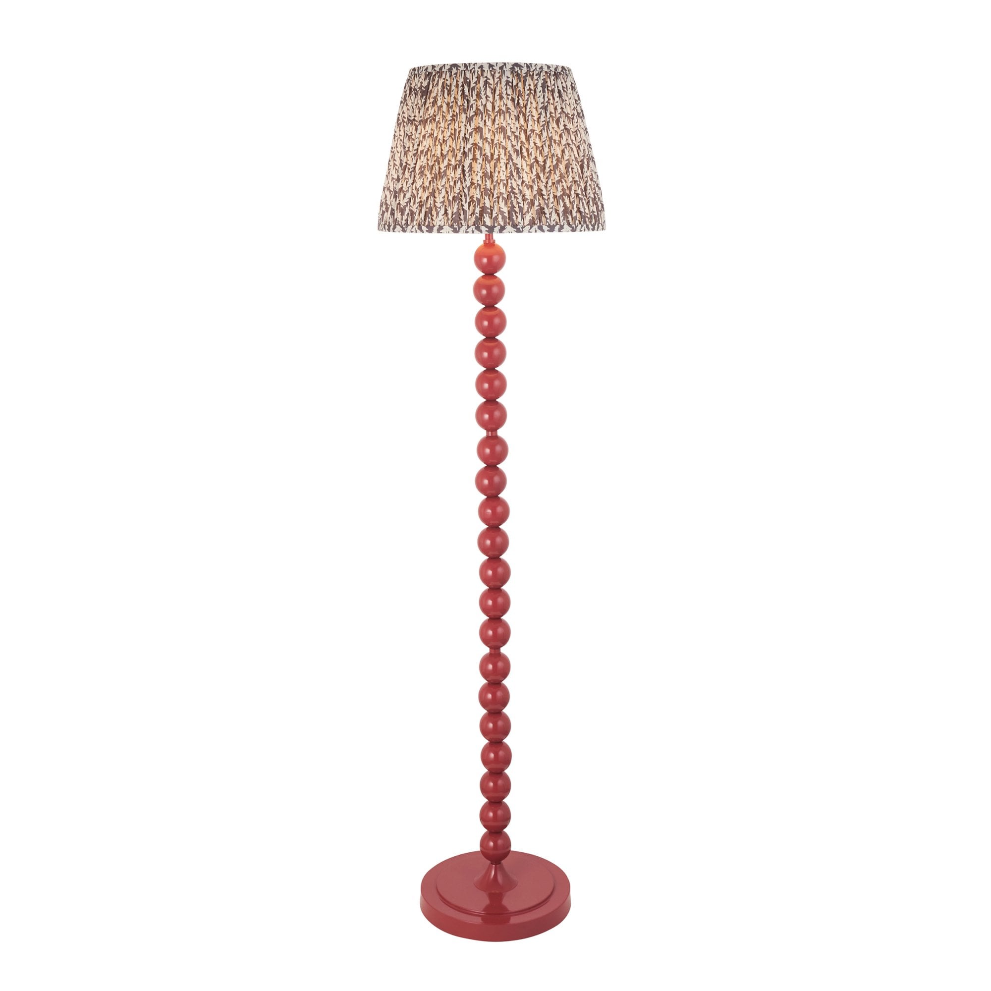 Endon Higgledy Gloss Pink Clay Floor Lamp & Leaf 40cm Pearl Grey Shade