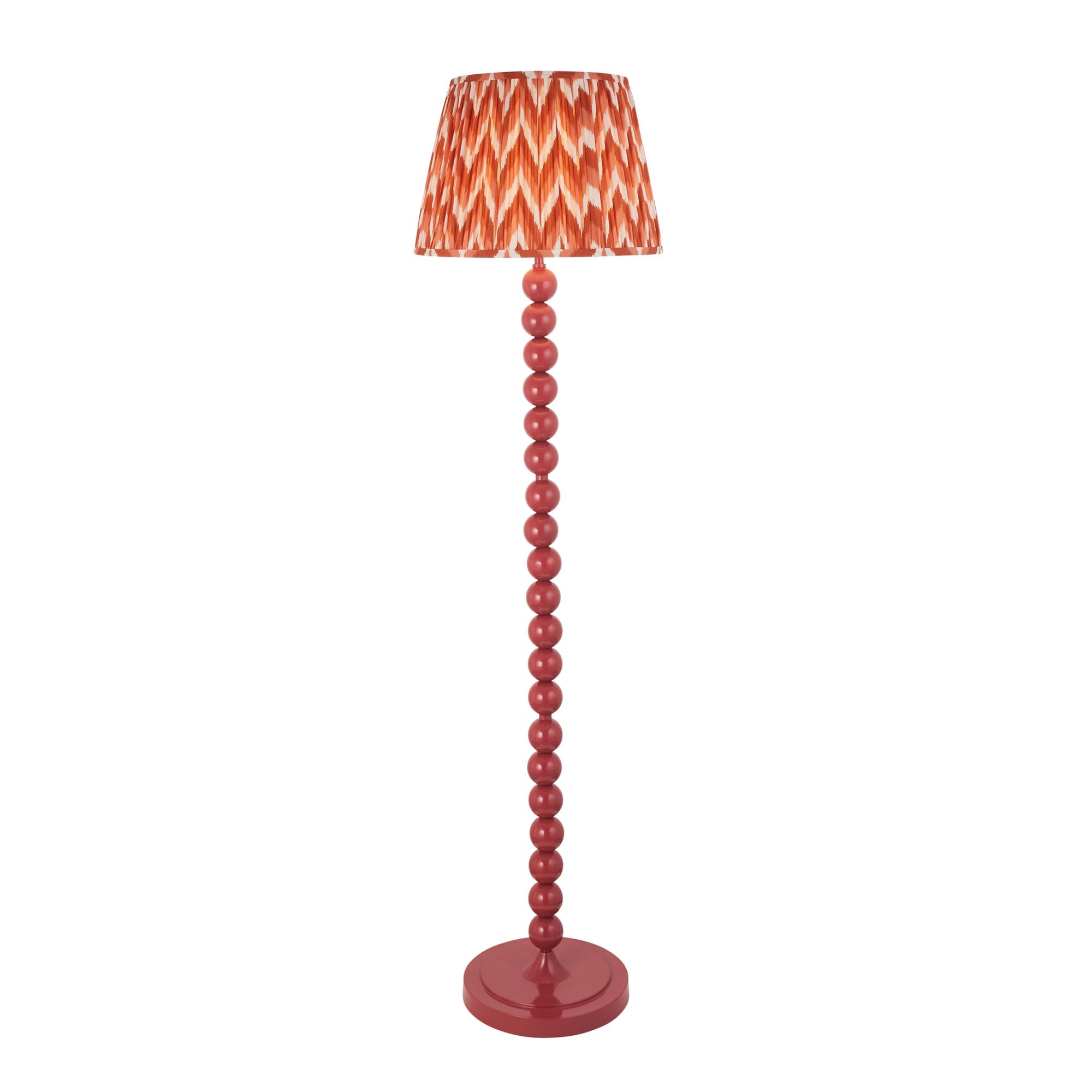 Endon Higgledy Gloss Pink Clay Floor Lamp & Zigzag 40cm Apricot Orange Shade