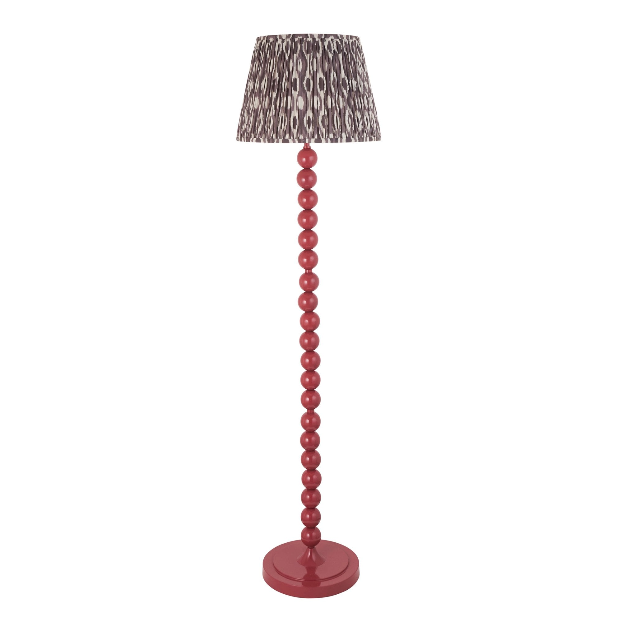 Endon Higgledy Gloss Pink Clay Floor Lamp & Ikat 40cm Pearl Grey Shade