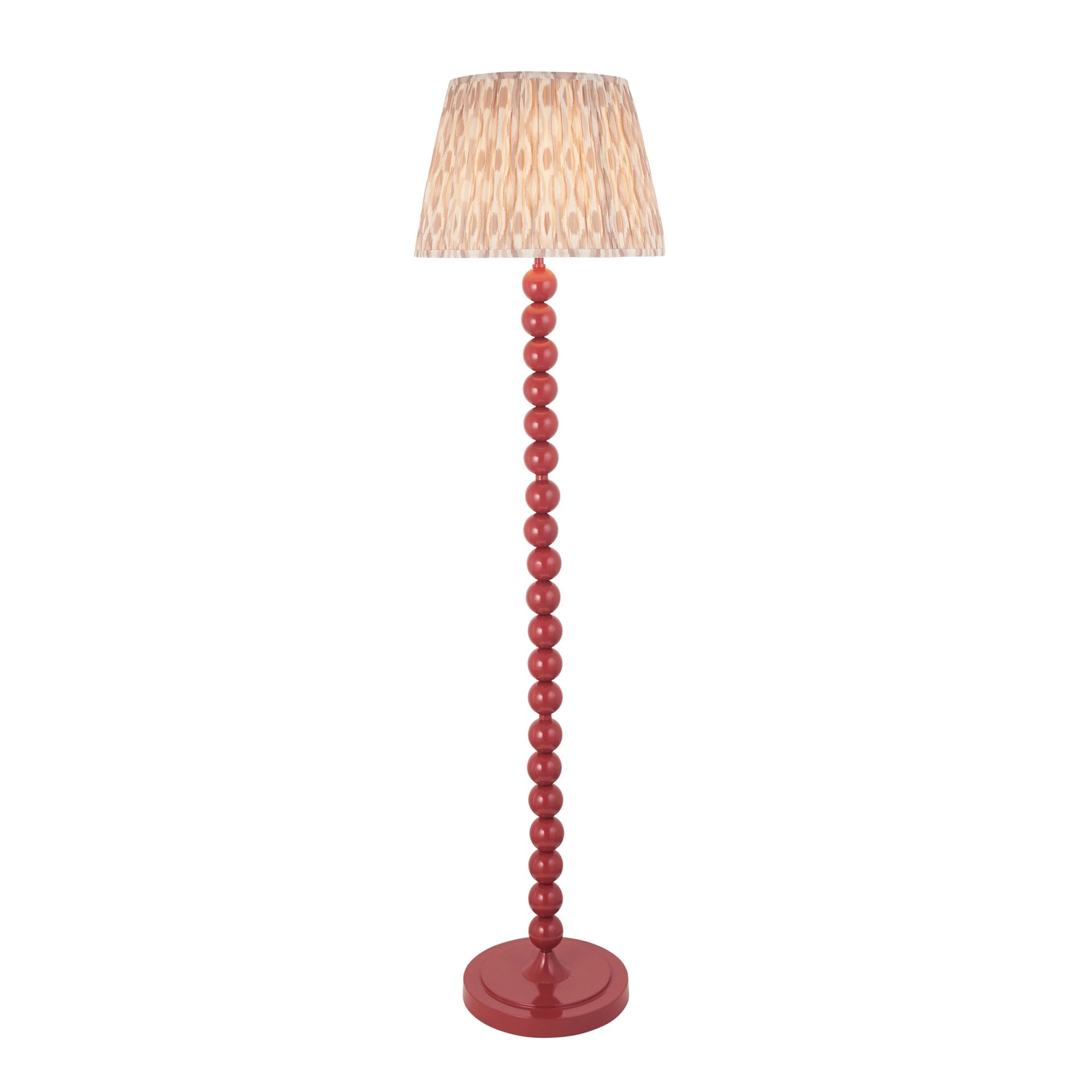 Endon Higgledy Gloss Pink Clay Floor Lamp & Ikat 40cm Neutral Shade
