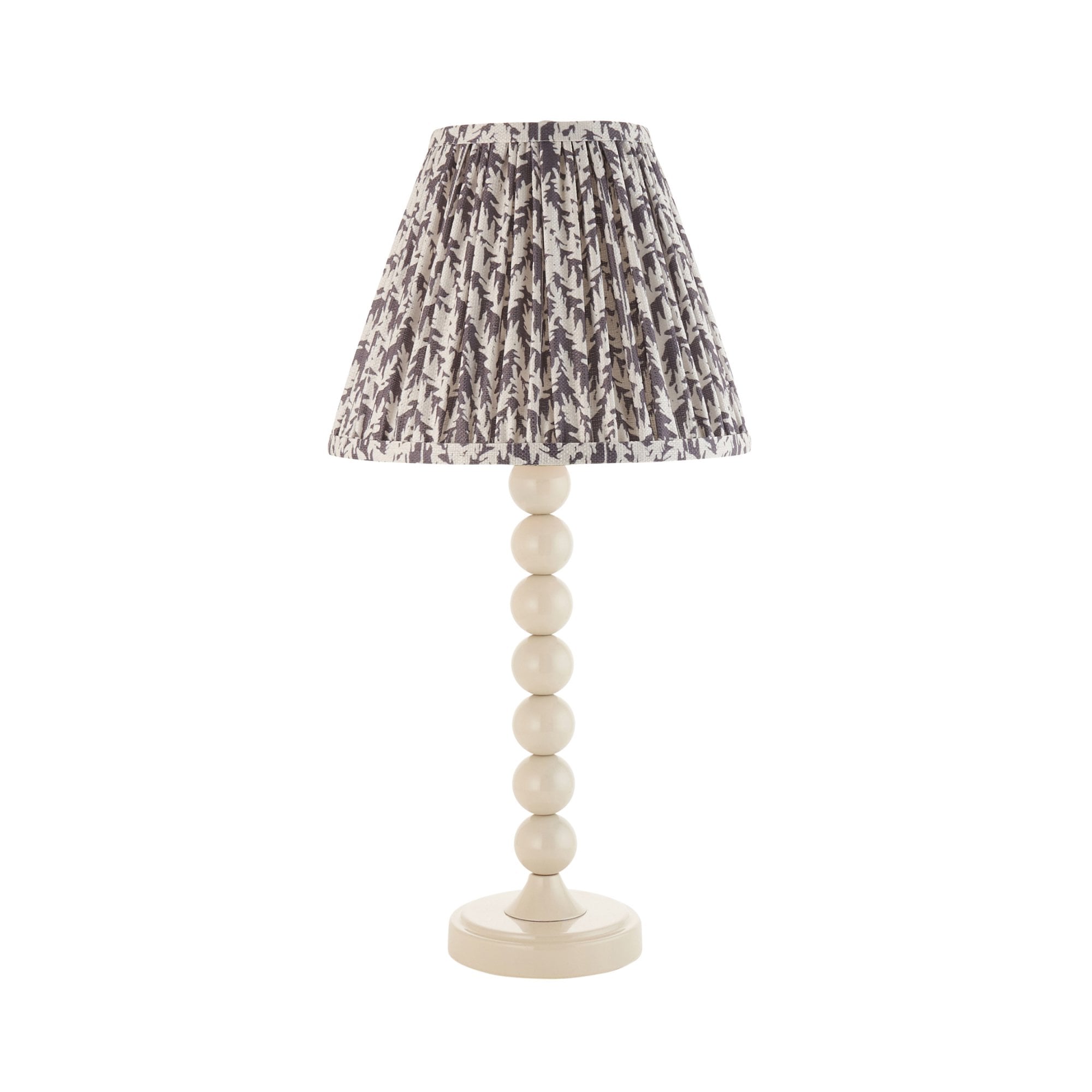 Endon Higgledy Gloss Almond White Table Lamp & Leaf 25cm Pearl Grey Shade