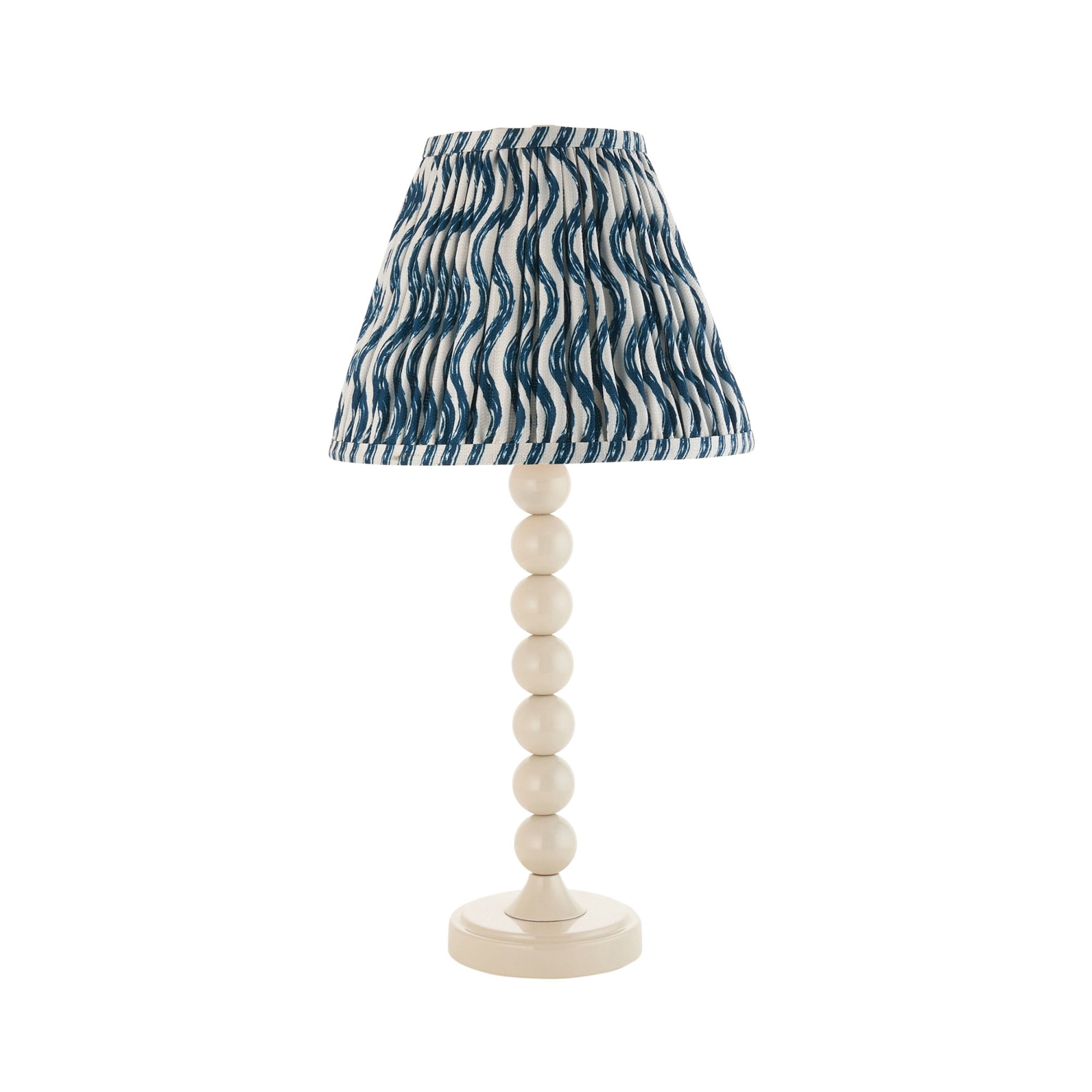 Endon Higgledy Gloss Almond White Table Lamp & Ripple 25cm Marlin Blue Shade