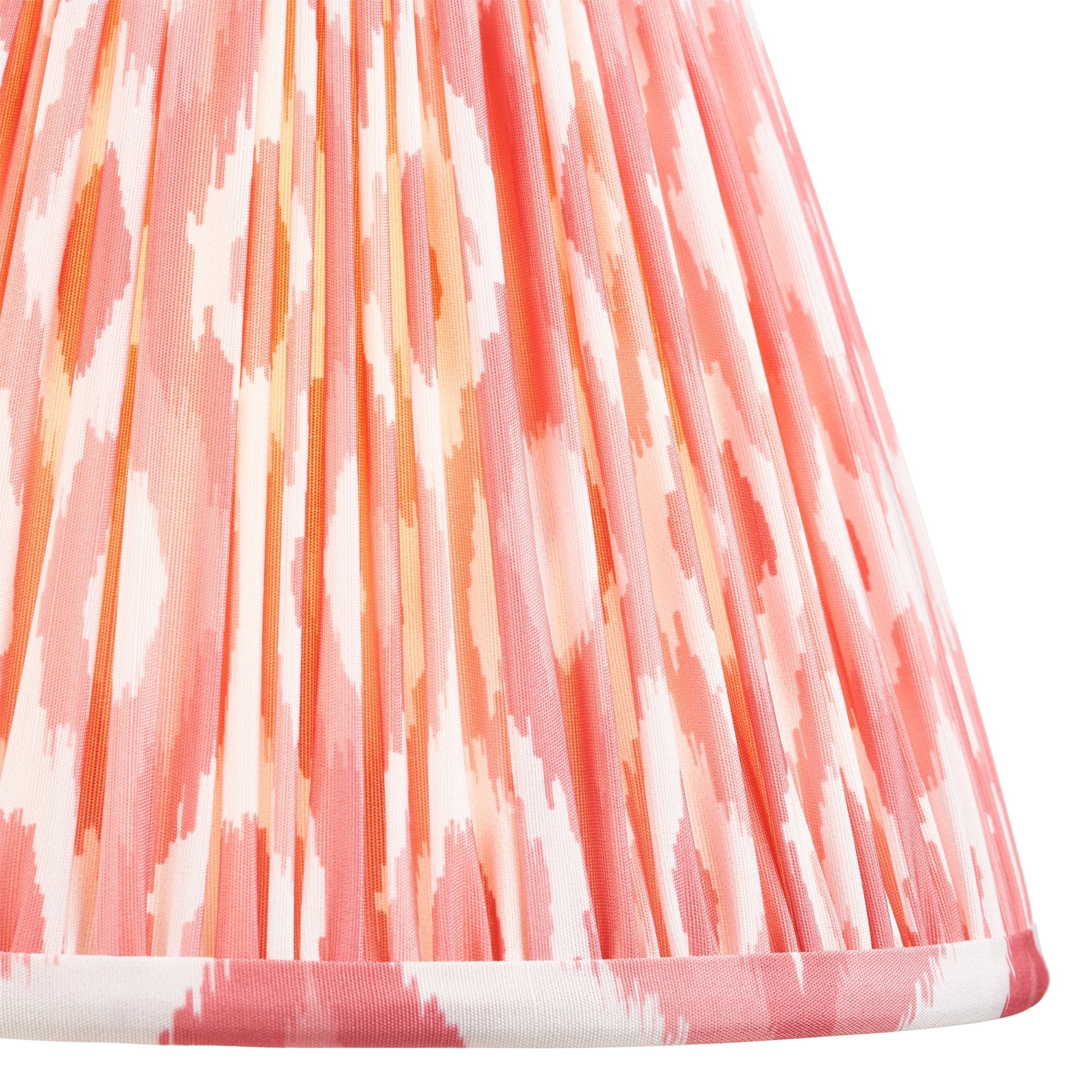 Endon Higgledy Gloss Almond White Table Lamp & Ikat 25cm Coral Pink Shade